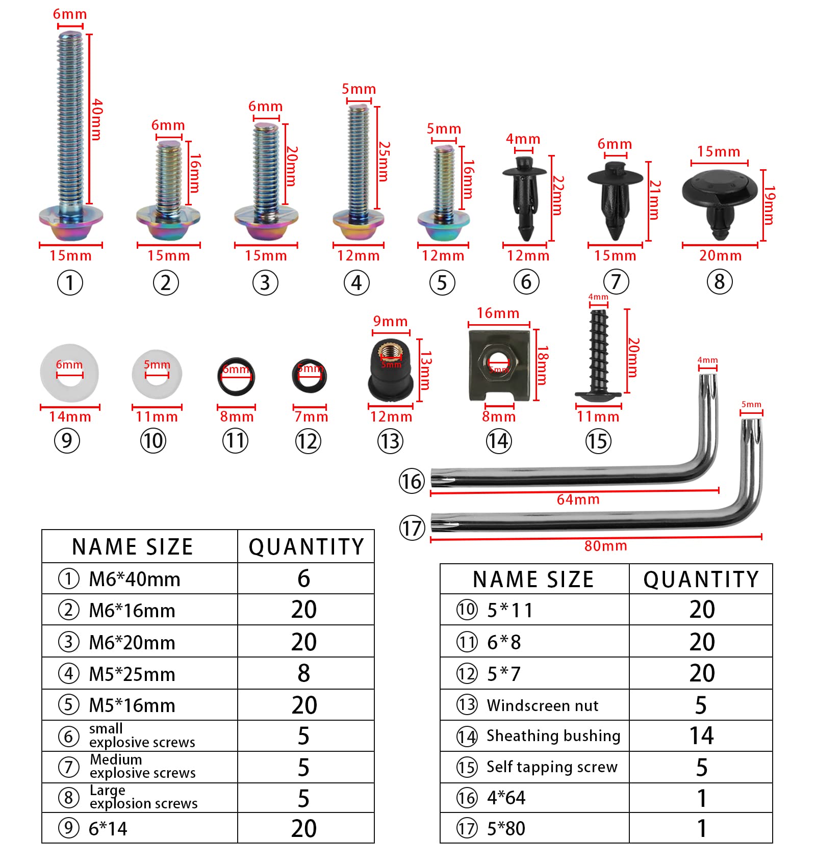 Baione Worldmotop Stainless Steel Bolt Kit Screws Fasteners Clips Compatible With Yamaha Honda Kawasaki Suzuki Bmw Fairing Bolt Kits Metric Bolts And Nuts Kit Torx Screws (Purple)