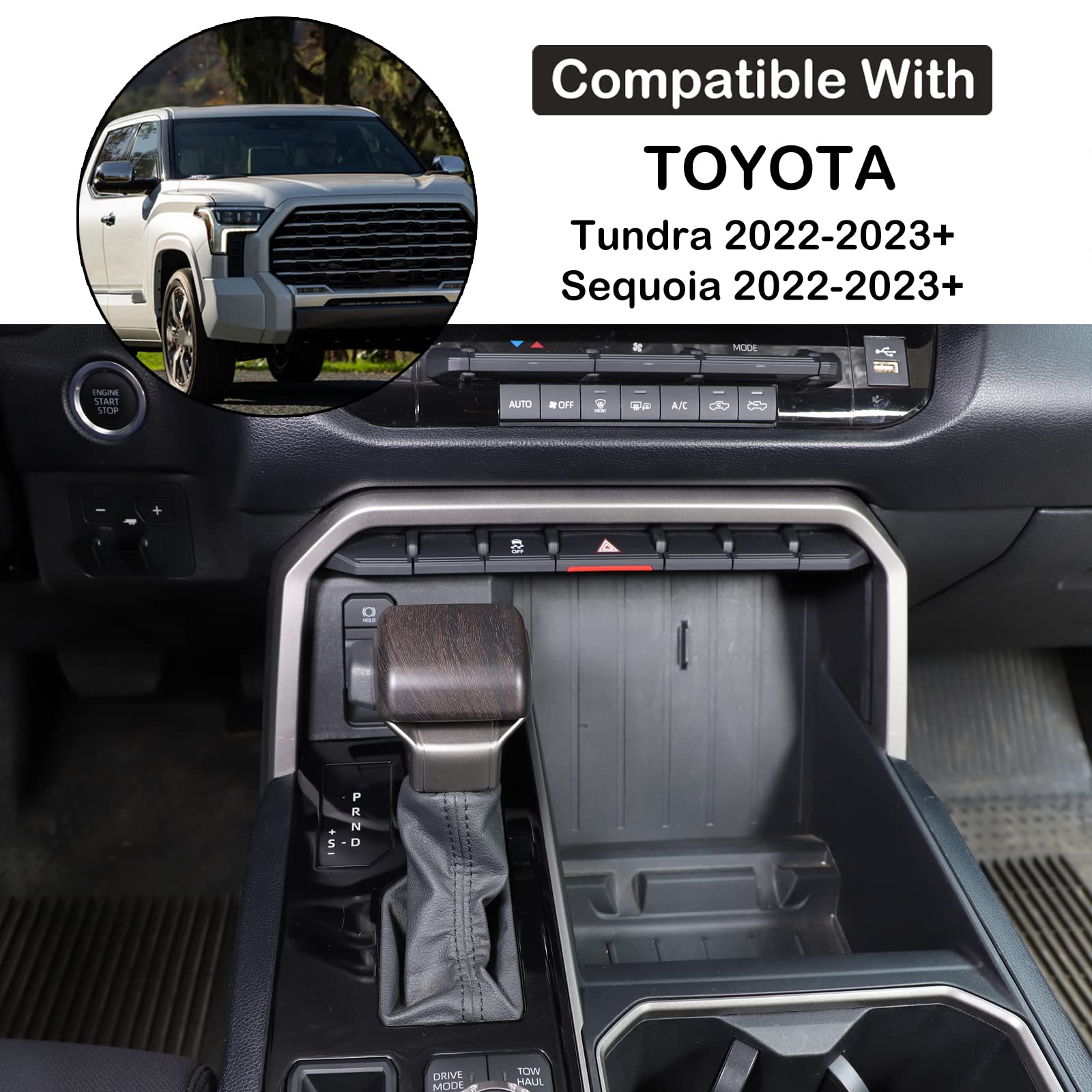 Aunginsy Shifter Gear Hand Brake Trim Cover Compatible With Toyota Tundra/Sequoia 2022-2025 Tacoma 2024+ Car Center Console Gear