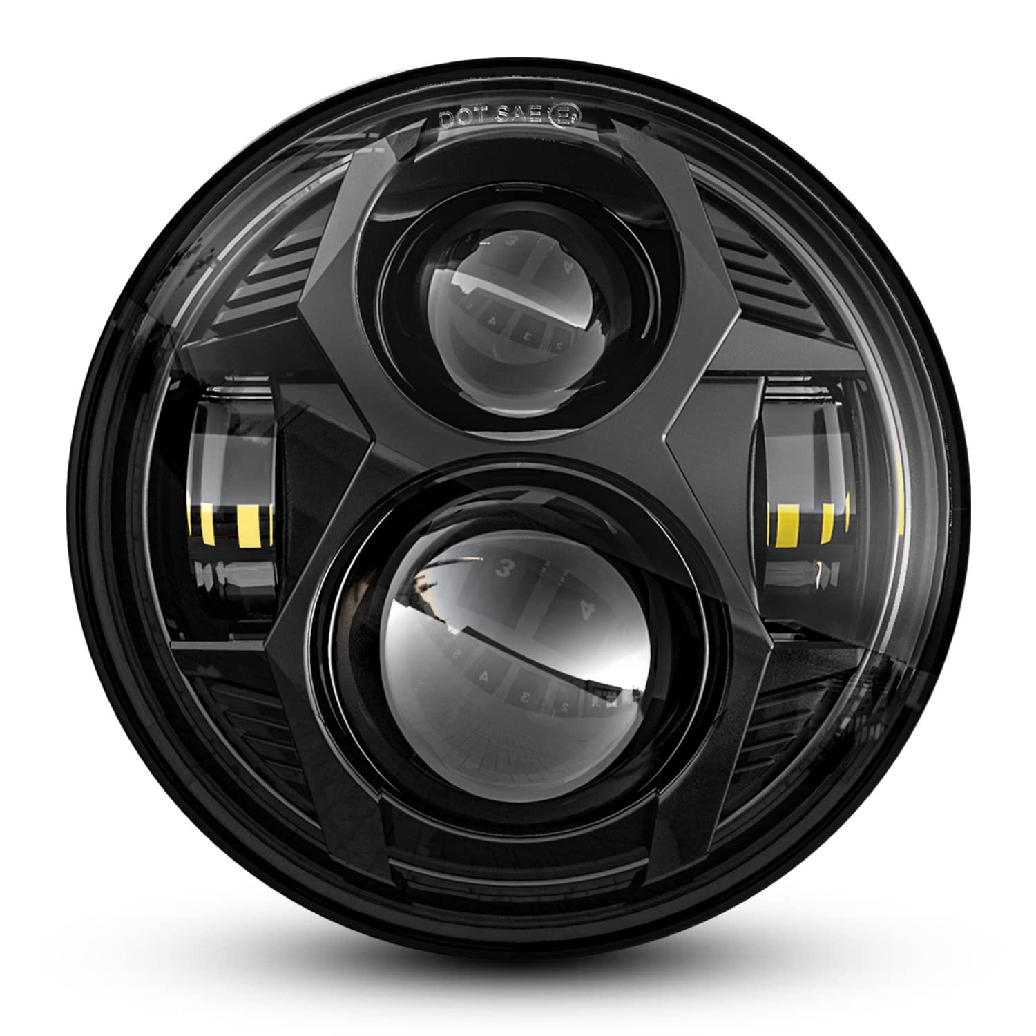 Lx-Light 51W 5-3/4 5.75 Inch Motorcycles Led Headlight With Emc Compatible With Iron 883 Dyna Street Bob Super Wide Glide Low Rider Night Rod Train Softail Deuce Custom Sportster,Black