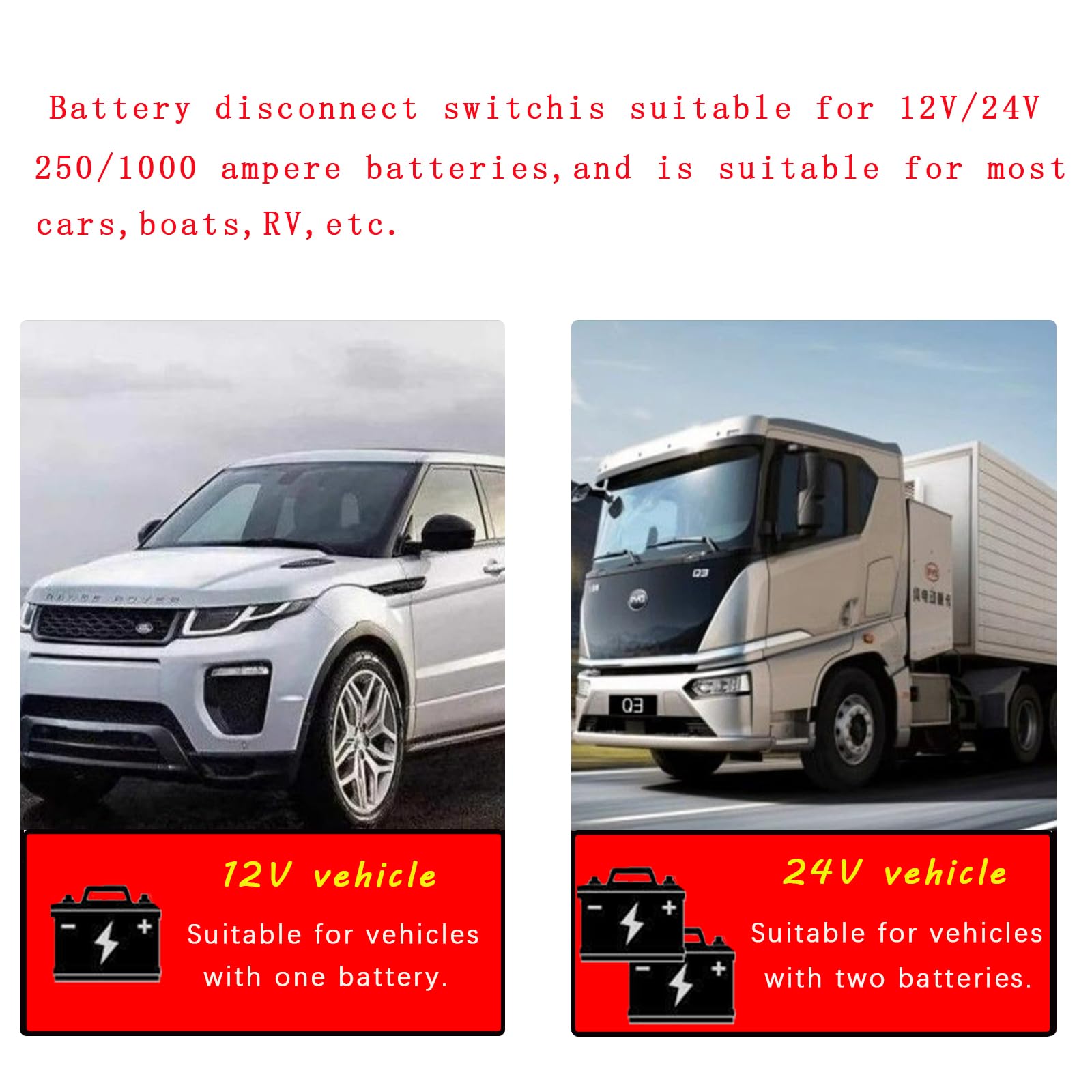 Battery Disconnect Switch,for 12V / 24V 250/1000 Amps,Lsolator Power Cutoff Switch for Car Marine Boat RV ATV (Upgrade)