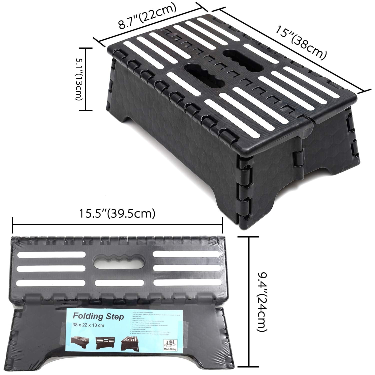 Sturdy Folding Step Stool Portable 5   , Collapsible Half Step for Seniors Older Adults up to 300 lbs Entering Camper Van SUVs a