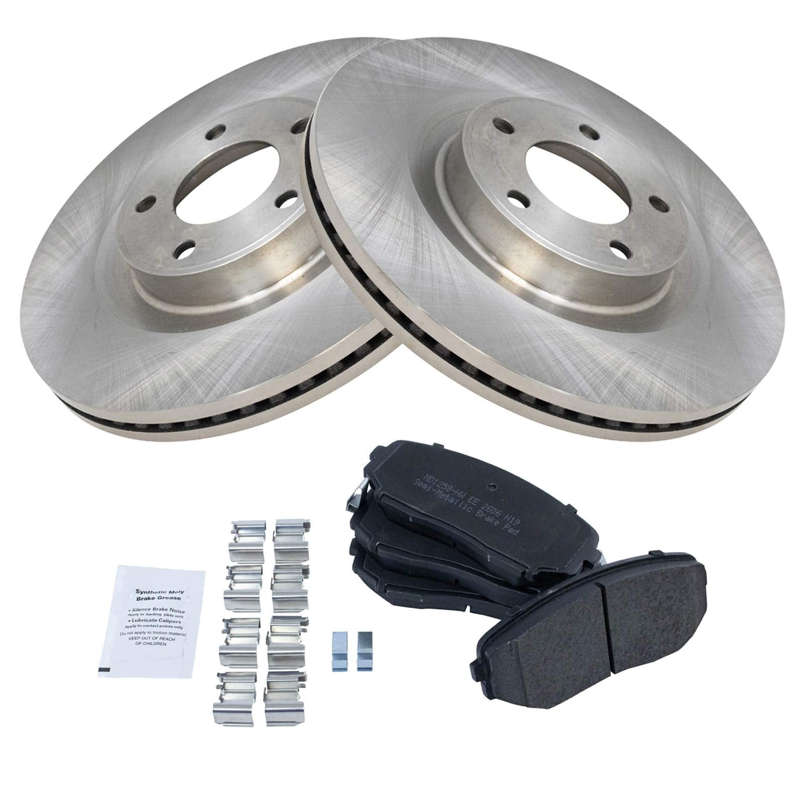 Trq Front Brake Pad & Rotor Kit Brake Pads Brake Rotor Semi-Metallic Compatible With 2007-2014 Ford Edge 2007-2015 Lincoln Mkx