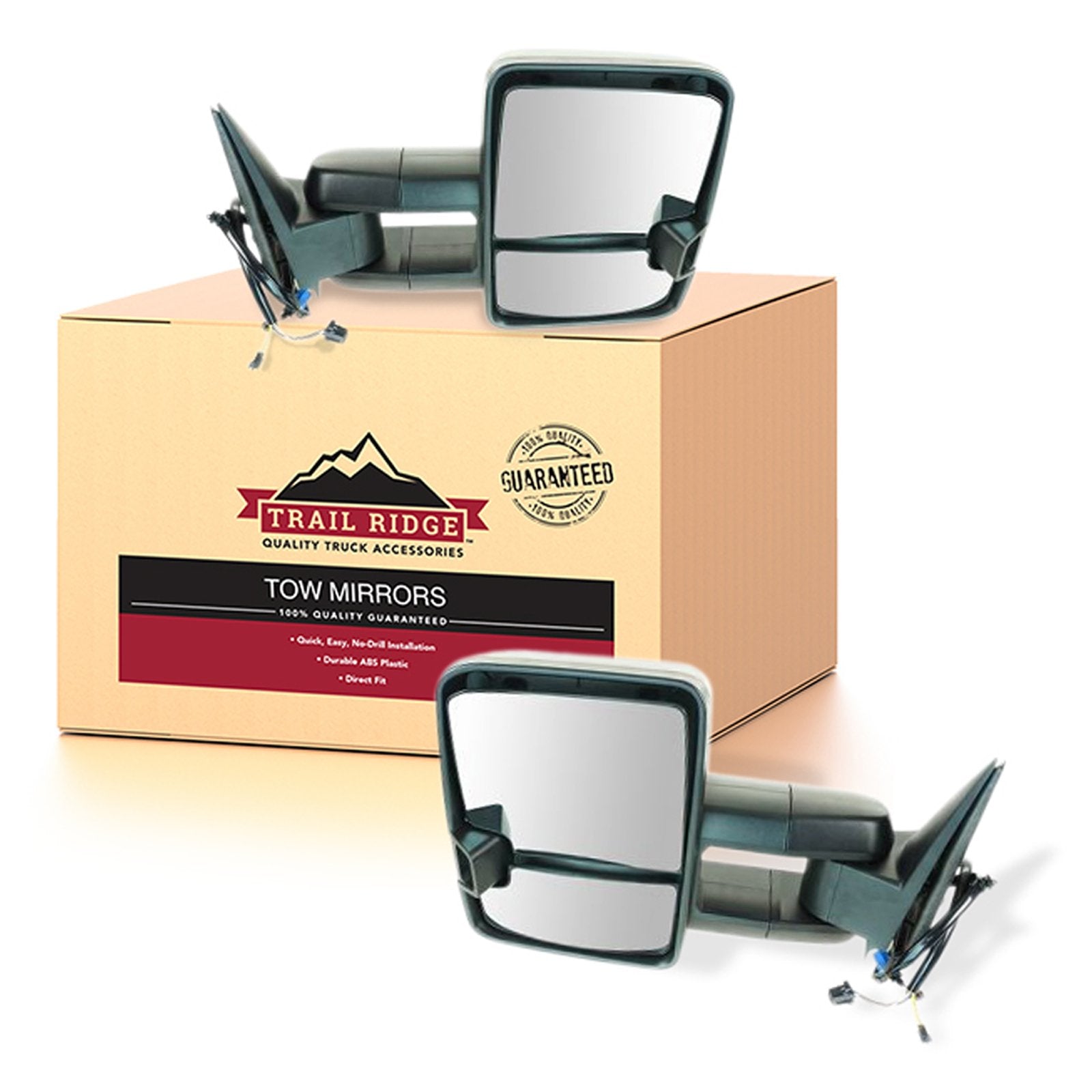 Trail Ridge Towing Mirror Power Heated Signal Marker Spotlight Black Pair For Gm