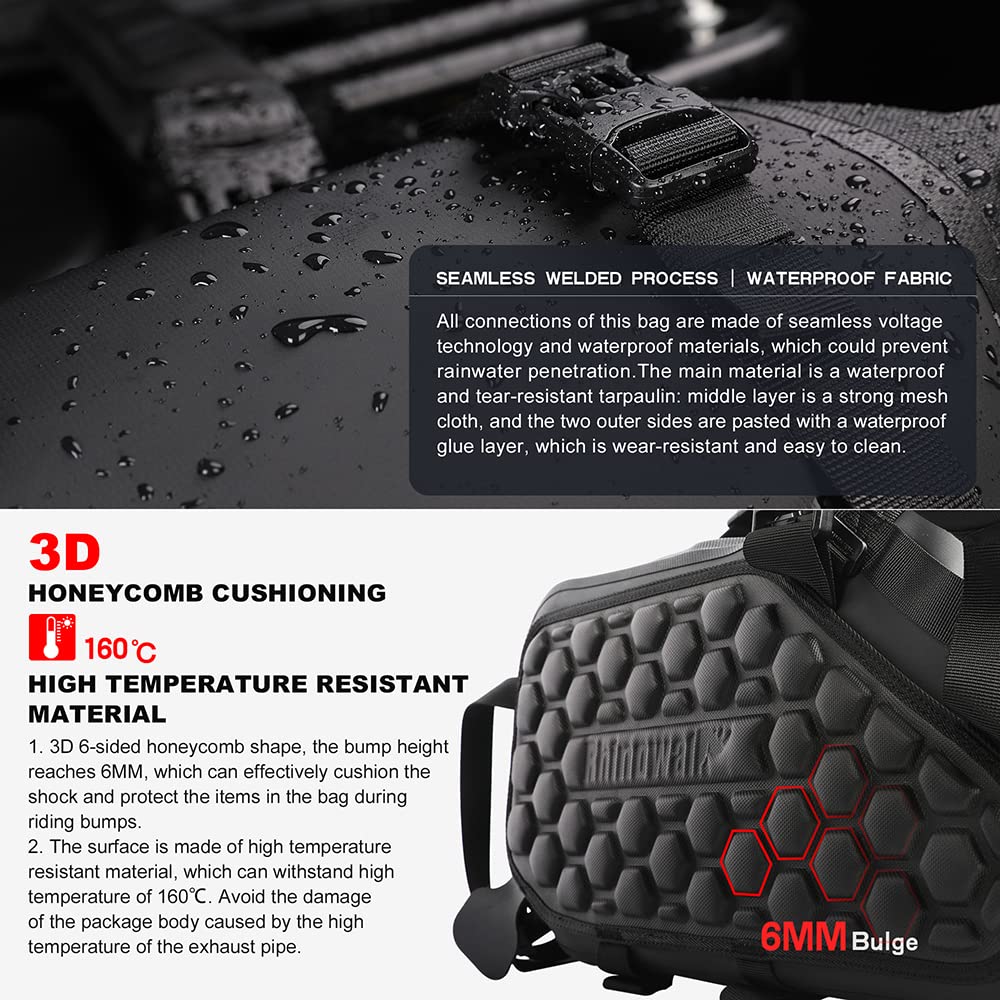 Rhinowalk Motorcycle Saddle Bags Waterproof Anti-Vibration Motor Side Bags Shoulder Bag Motorbike Panniers 28L(14L*2) For Most Adventure And Sport Motorcycle Racks, 1 Pair