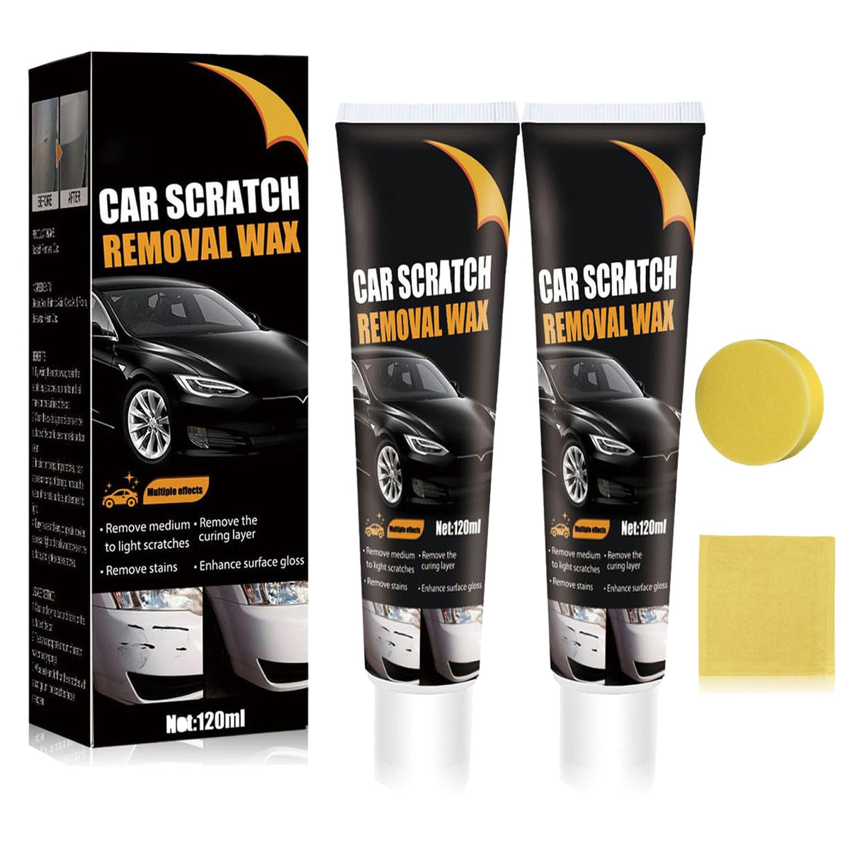 Scratch Remover for Vehicles,Car Paint Scratch Repair,Scratch Remover Kit with Wipe Sponge for Car Vehicles Deep Scratches(2PCS)