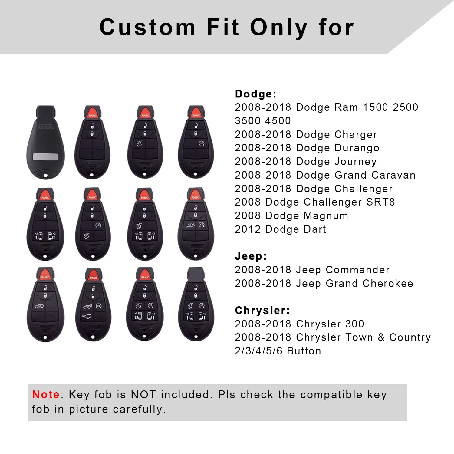 Qbuc For Dodge Key Fob Cover With Keychain Tpu Key Case Compatible With 2008-2018 Dodge Ram Jeep Chrysler Model Accessories (Silver)