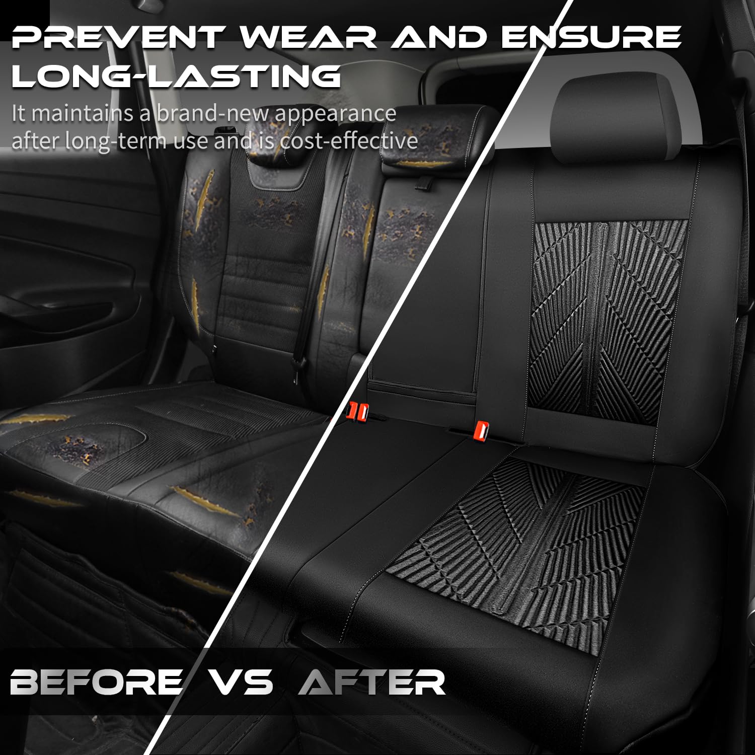 Car Pass 3D Neoprene Back Seat Cover, Waterproof Rear Seat Covers Universal Fit For Cars Sedans Trucks Vans And Suvs, Black