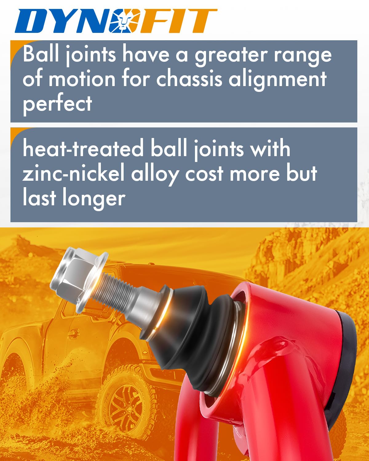 Dynofit 2-4'' Upper Control Arms Compatible With 2004-2020 Ford F150, Front Extended Upper Control Arms For F150, Alignment Lift