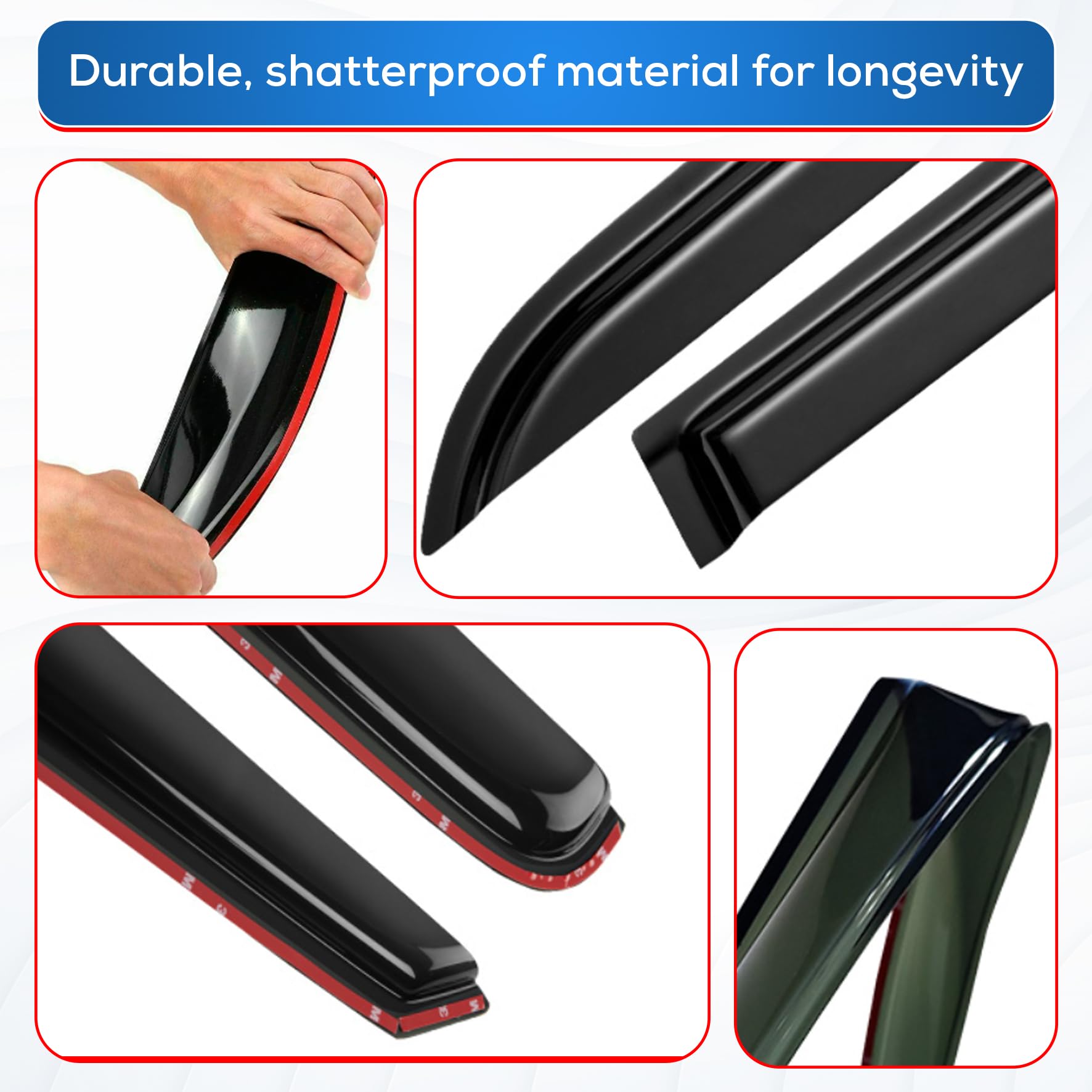 Immortal Group IG Window Visor for Honda Civic Hatchback 2016-2021, Black Acrylic Rain Guard Deflector, Mugen Style