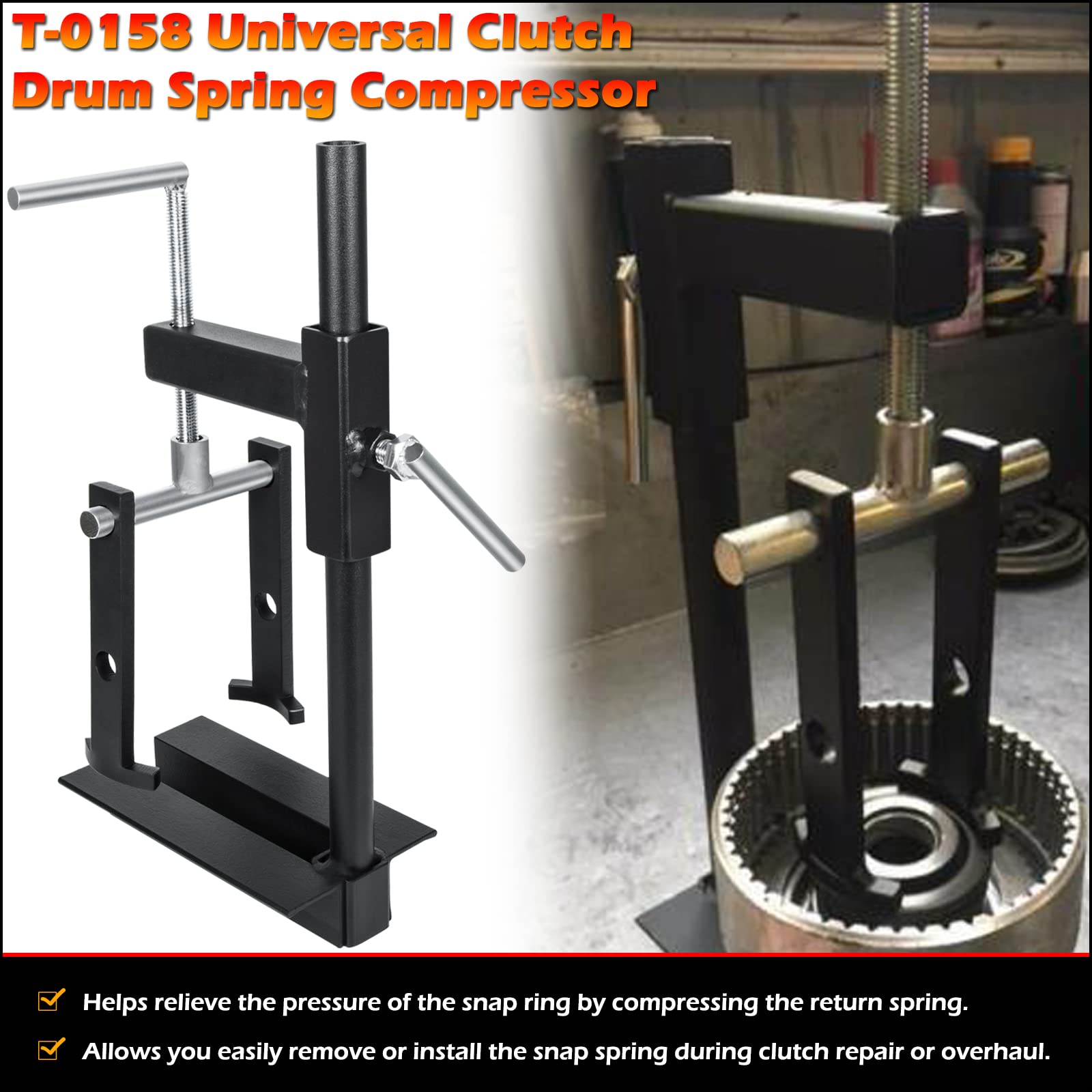 Bonbo T-0158 Universal Multifunctional Automatic Clutch Drum Spring Compressor Transmission Tool Heavy Duty Steel Alt T-0158-Hd, Perfectly Compatible With Ford Chrysler Gm