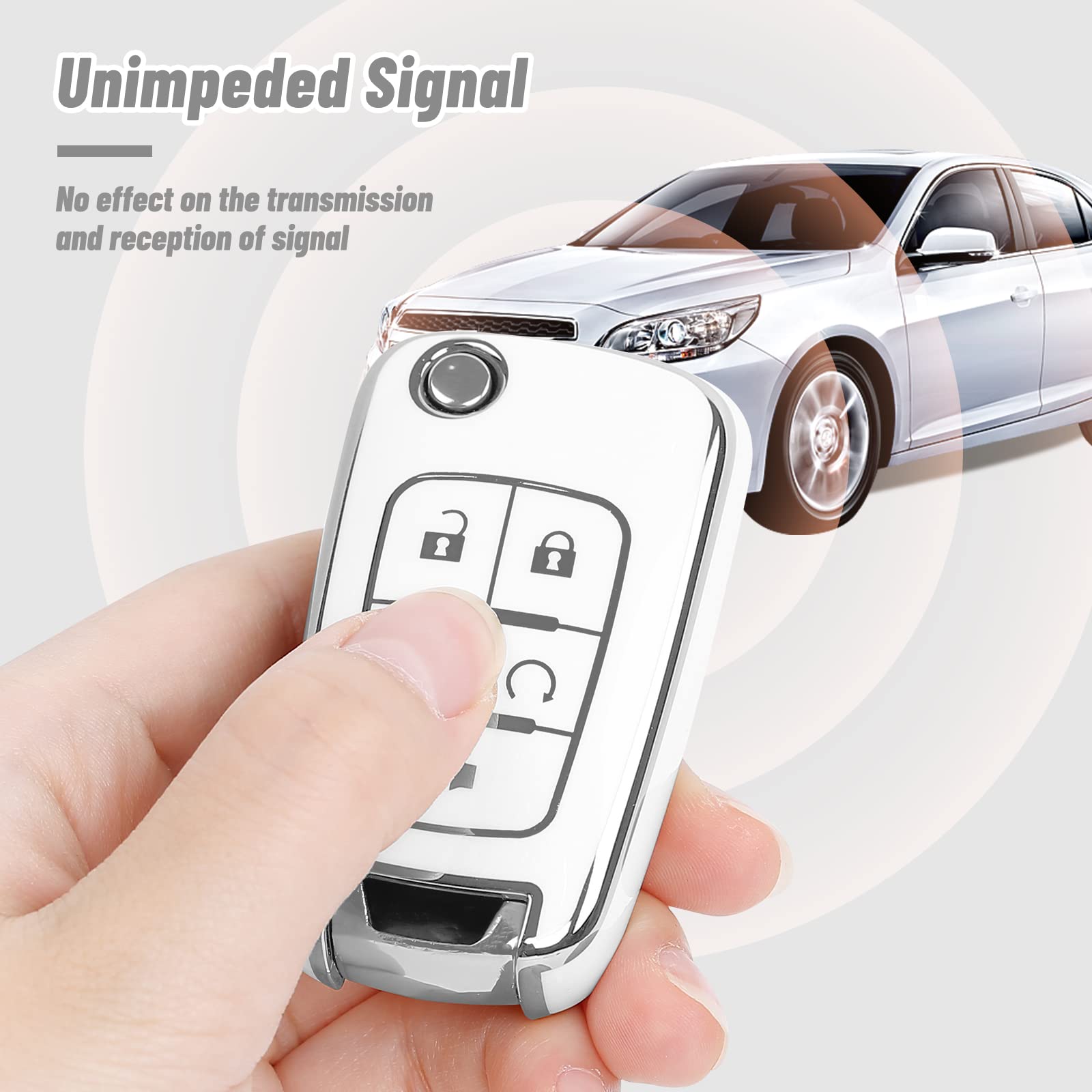 Key Fob Cover with Bling Lanyard, Compatible with Equinox Camaro Cruze Malibu Buick and Fit for GMC LaCrosse Regal Terrain Soft