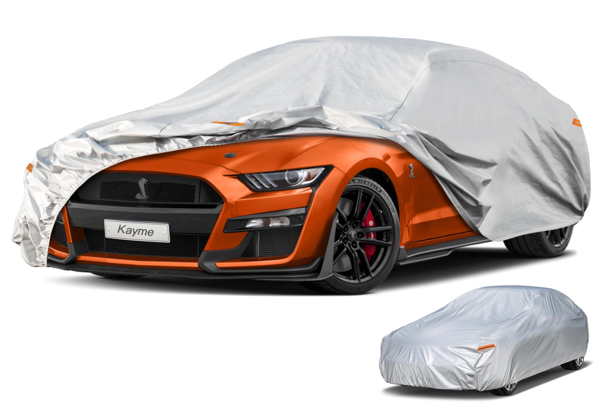 Kayme 6 Layers Car Cover Waterproof All Weather For Automobiles, Outdoor Full Cover Sun Uv Snow Protection, Universal Fit For Fo