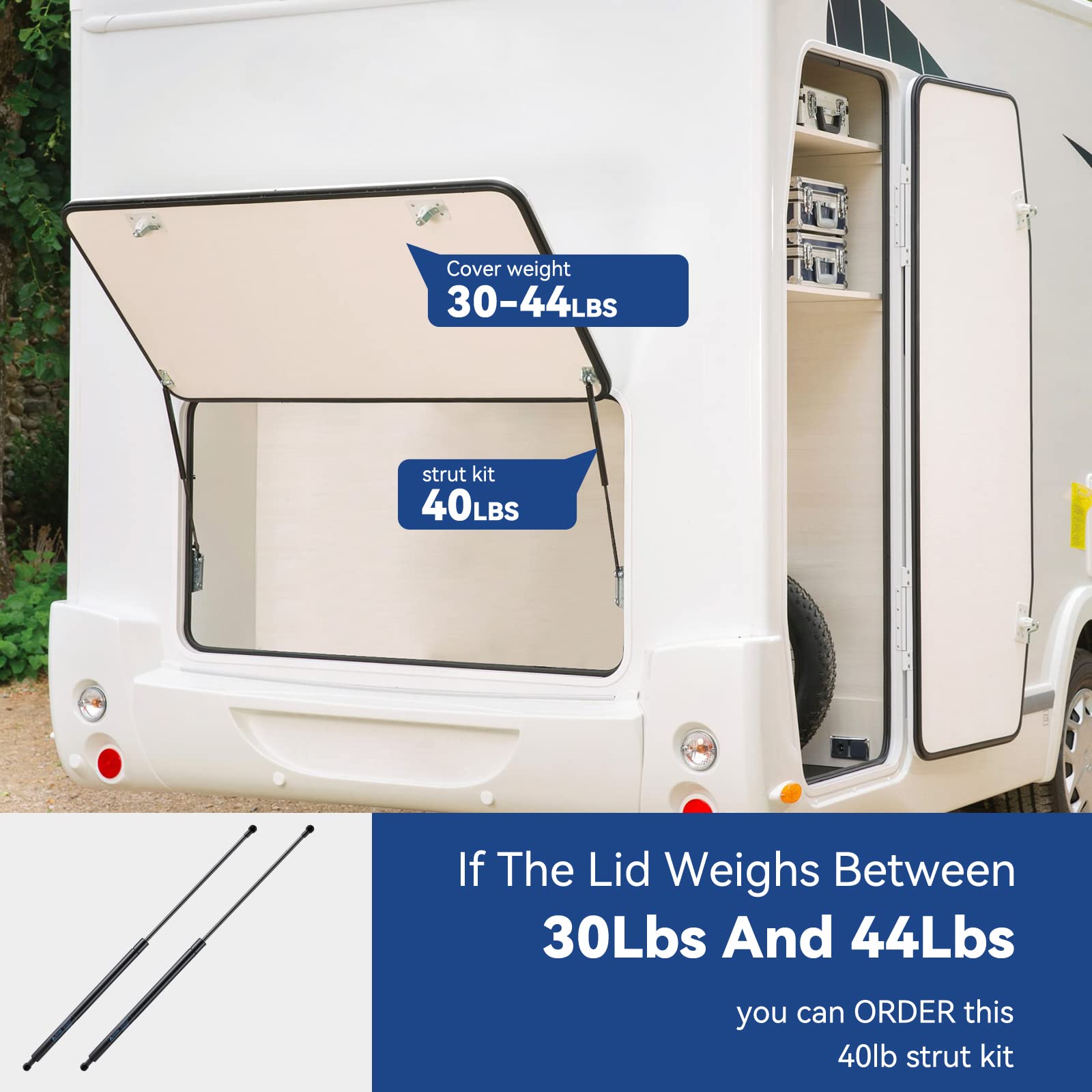 Arana Se244P40S10 24 Inch 40 Lb Gas Struts Spring Shocks Se24Other40 24 Inch 40Lb Lift Support For Rv Side Motorhome Door Camper