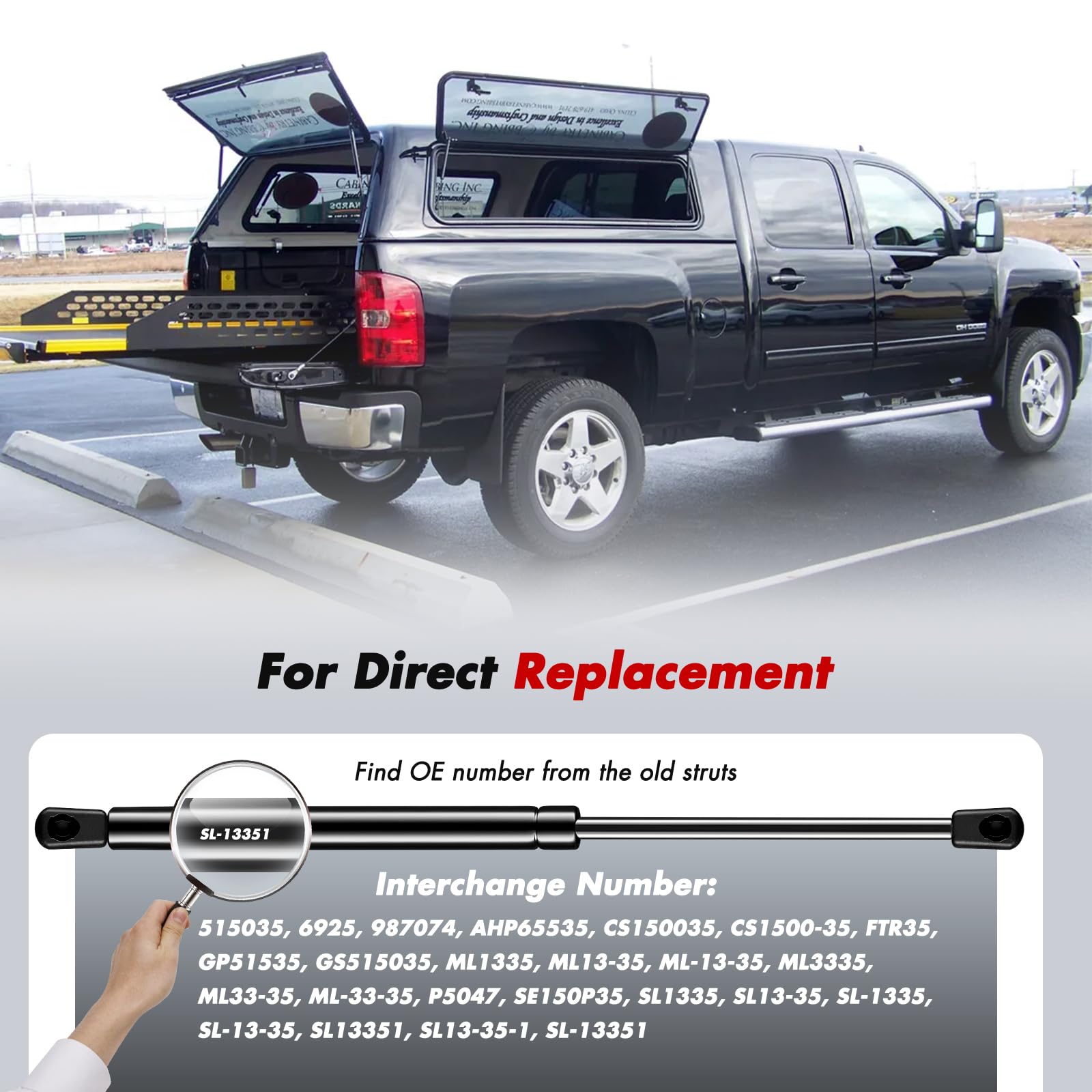 Vepagoo C1608491 15 Inch 35Lb/156N Gas Shocks Struts Lift Support For Are Leer Snugtop Camper Shell Topper Rear Window, Truck Ca