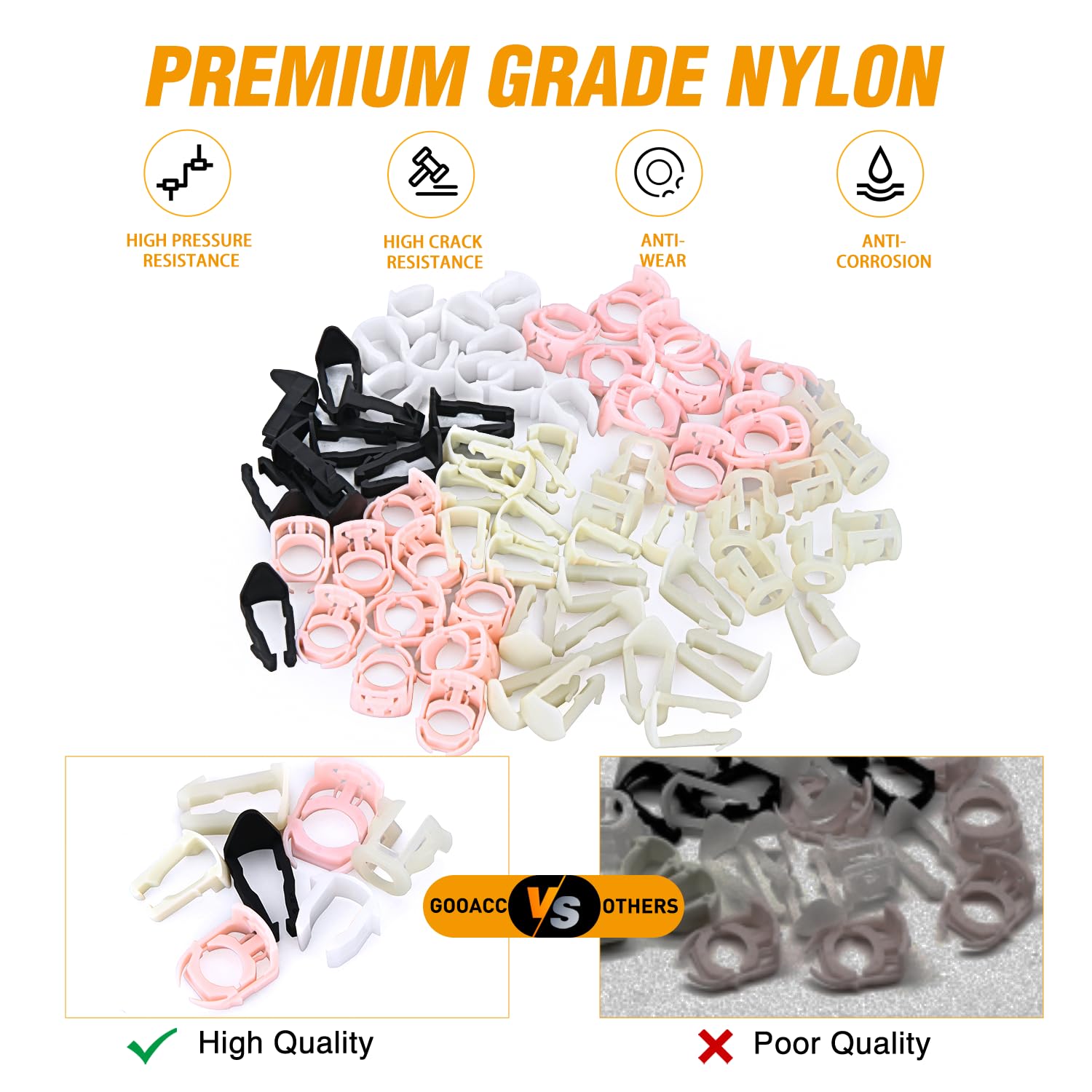 GOOACC 70Pcs Fuel Line Retaining Clips Kit - 3/8 & 5/16 Hose Pipe Clips Compatible with Ford GM