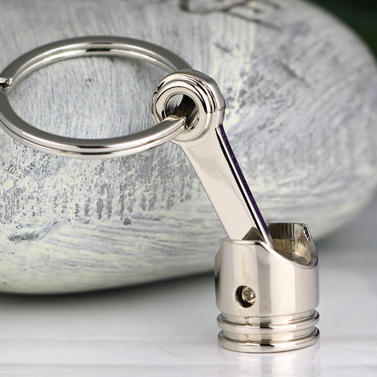 Maycom Creative Polished Silver Engine Piston Keychain Key Chain Ring Keyring Keyfob 86076