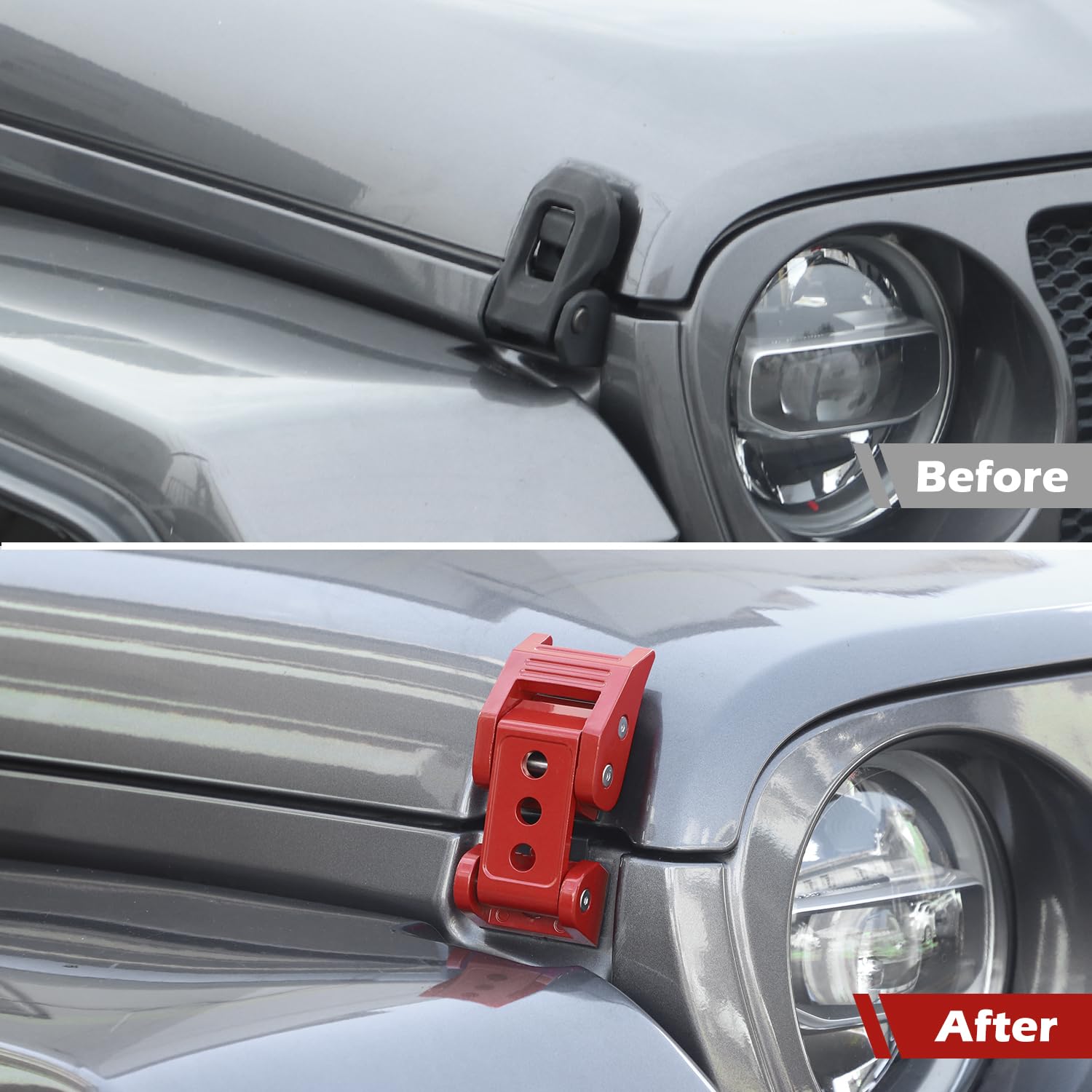 Rt-Tcz For Wrangler Hood Latches Catch Kit Compatible With Jeep Wrangler Jk Jl Gladiator Jt Red Exterior Accessories 2Pcs (3-Hol