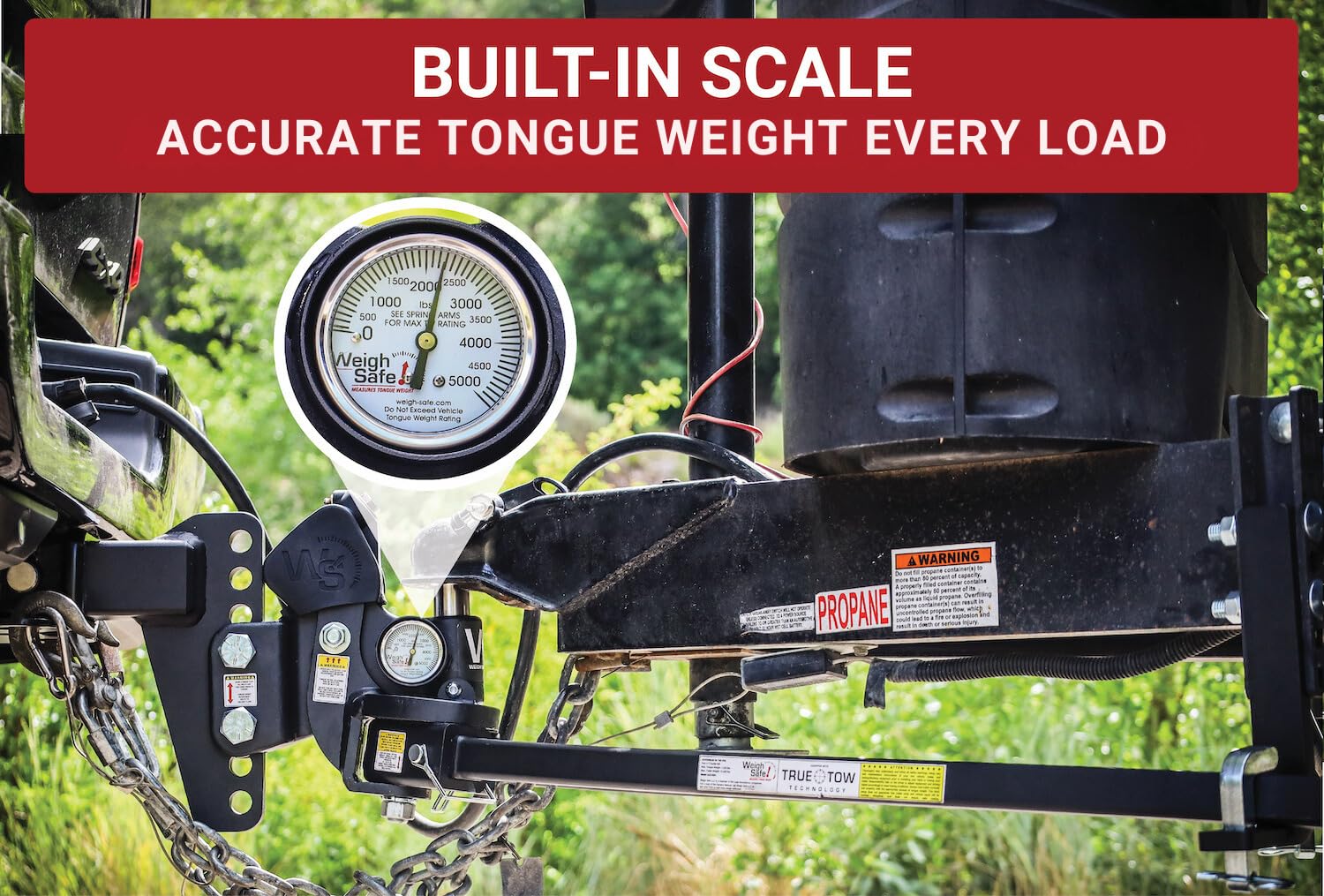 Weigh Safe True Tow Middleweight - Weight Distribution Hitch - Ball Mount Hitch with Anti-Sway Technology - 6 Drop Hitch, 2.5