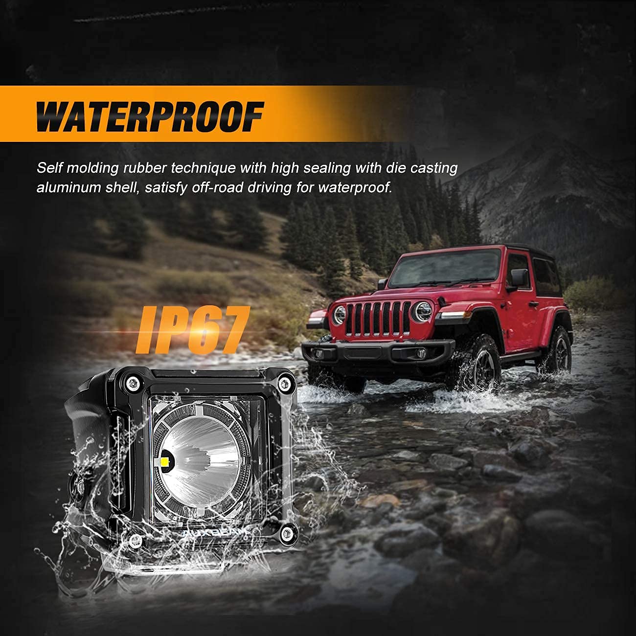 Auxbeam Fa Series 3 Inch Led Cubes With Drl 2 Modes Spot Beam Offroad Lights 20W Driving Spotlights A-Pillar Ditch Lights For 4X