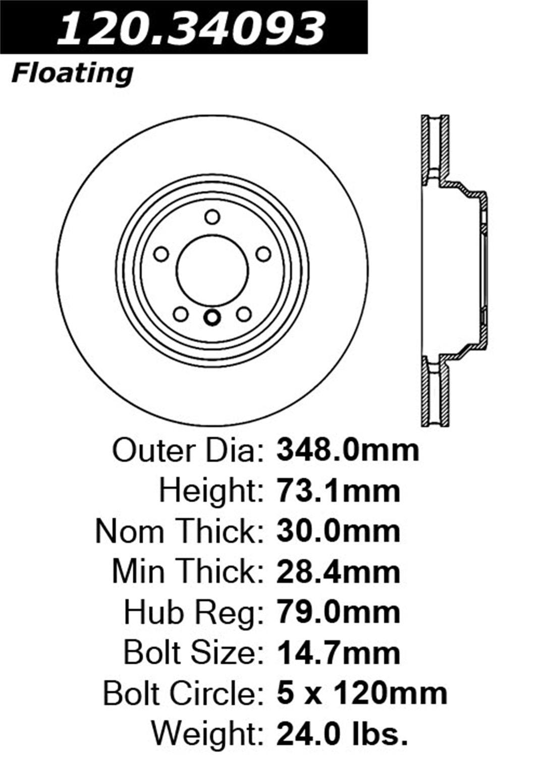 Stoptech 127.34093L Sport Front Left Drilled/Slotted Disc Brake Rotor - Fits Select Bmw 335Xi, 335I, 335D, 335Is And X1 Vehicles
