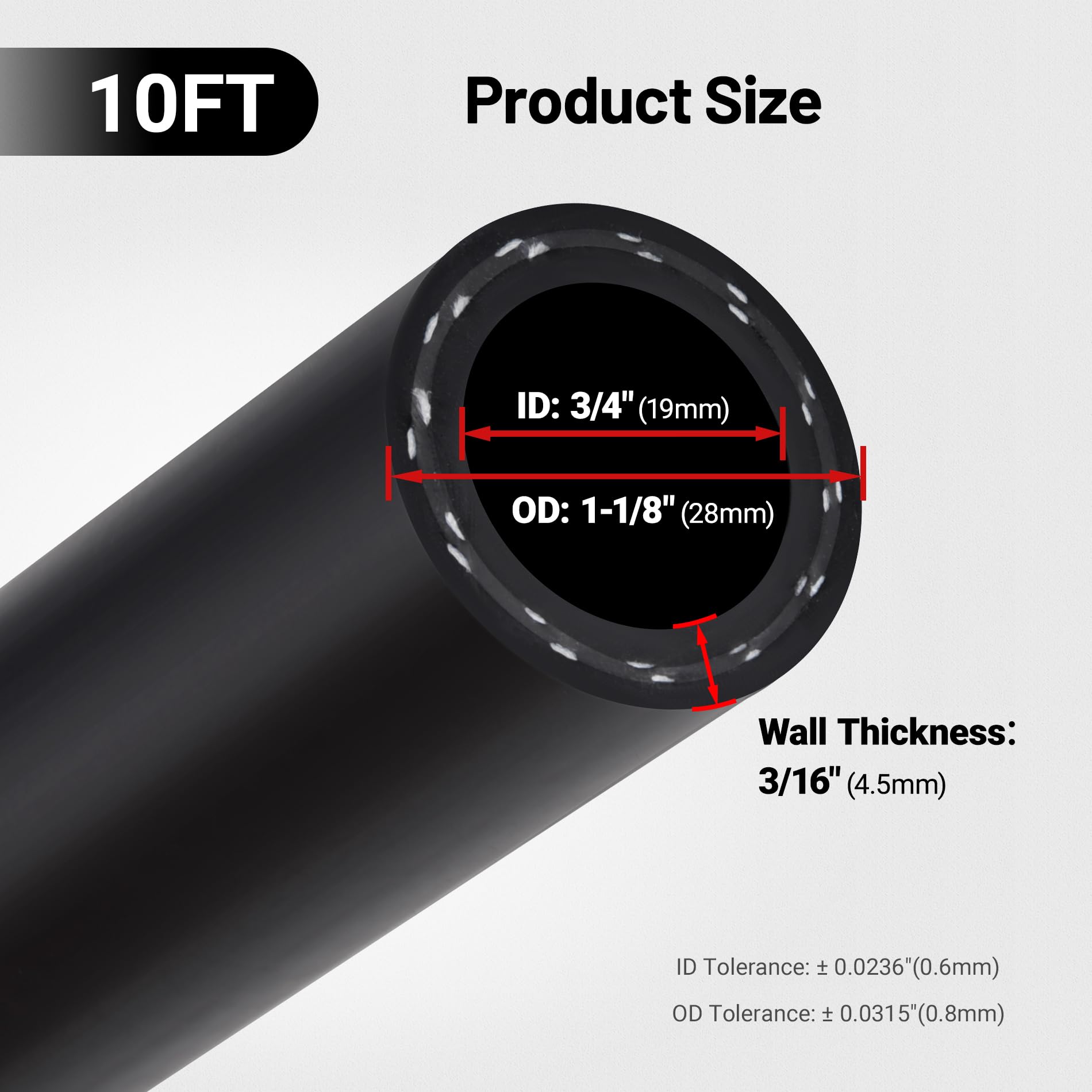 Evil Energy 3/4'' Heater Hose Coolant Radiator Straight 100Psi Sae 20R3 10Ft Black