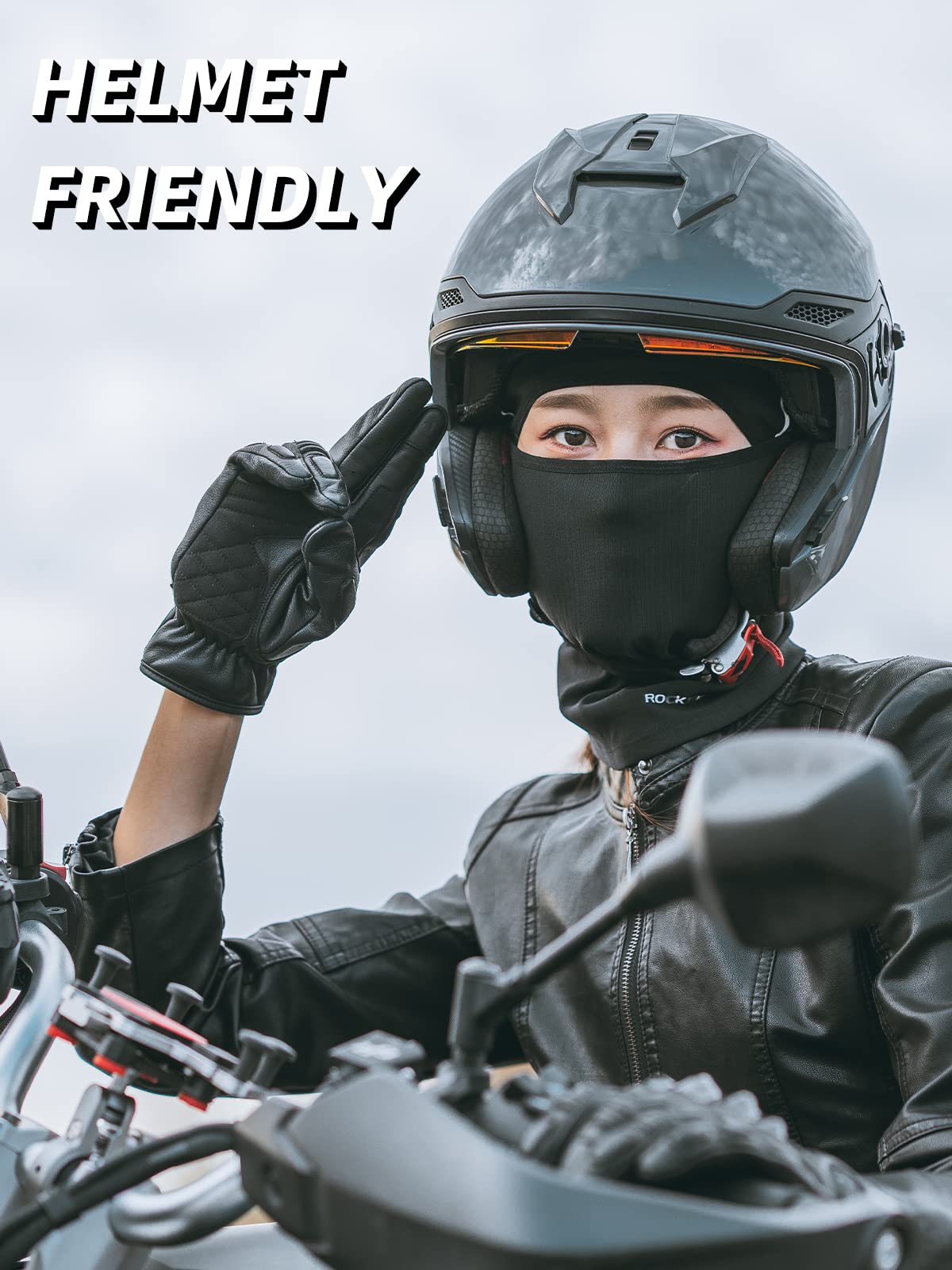 Rockbros Balaclava Face Mask, Thin Balaclava Face Mask Summer Cooling Neck Gaiter, Uv Protector Breathable Helmet Liner Fits Glasses For Motorcycle Bicycle Black