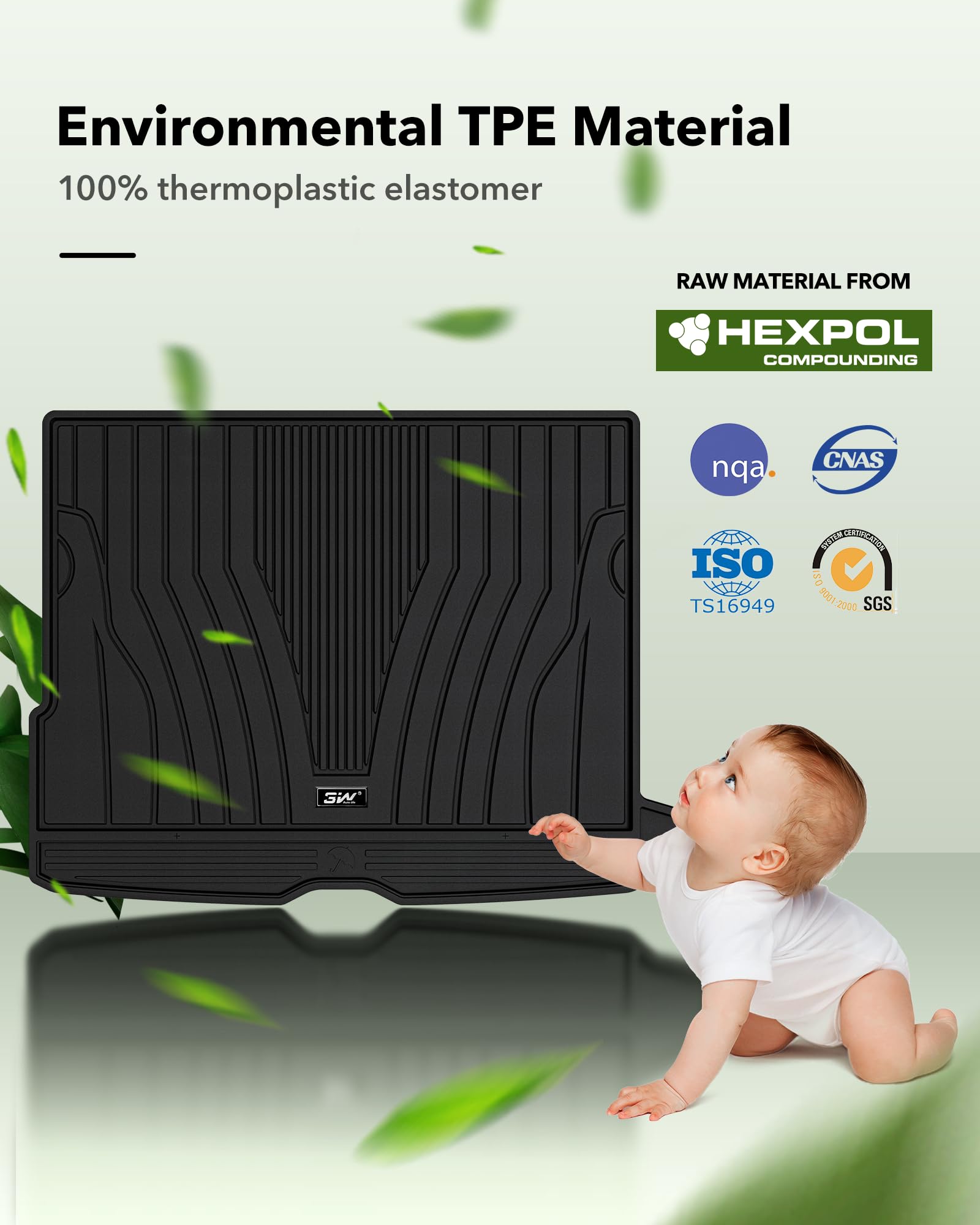 3W Cargo Liner Compatible For Benz Glc Trunk Mat 2016-2022 All Weather Custom Fit Trunk Liner For Benz Glc Heavy Duty Trunk Mat