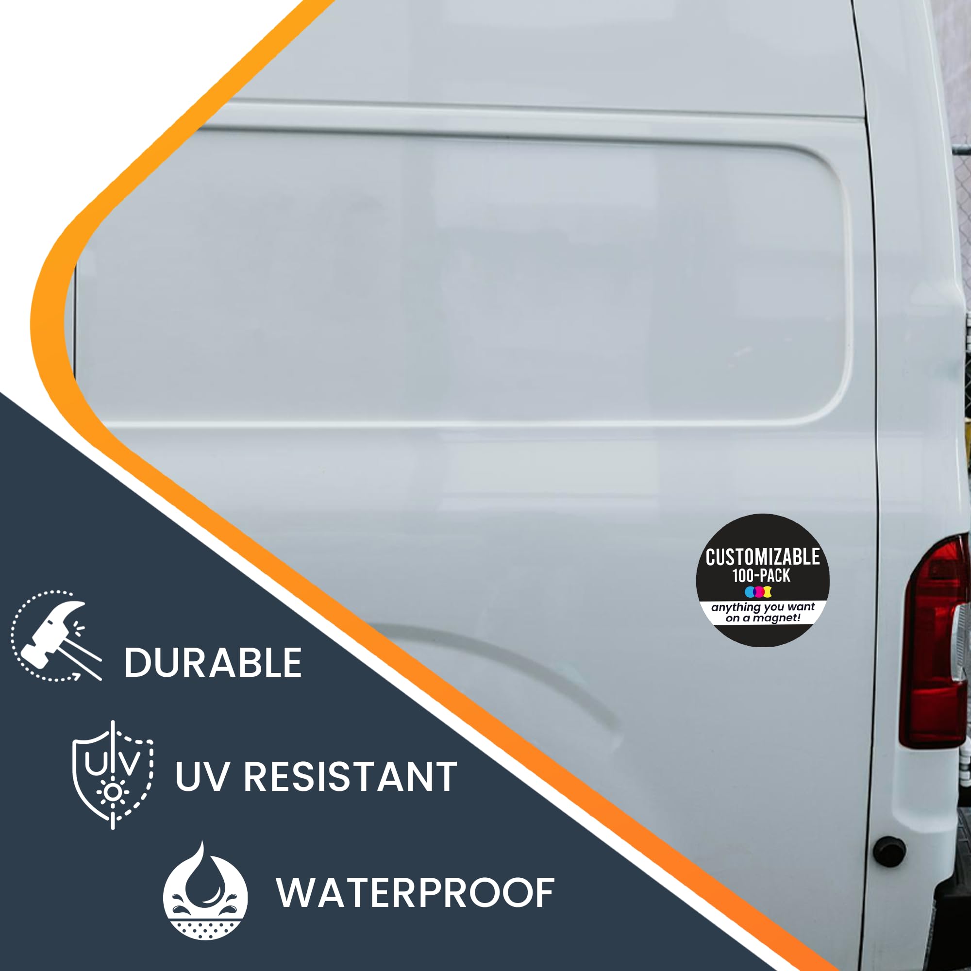 Magnet Me Up Customizable 30 Mil Round Magnet- 5   , 100 Pk Weatherproof Car Magnet For Businesses, Sports Teams, Fundraiser, Pe