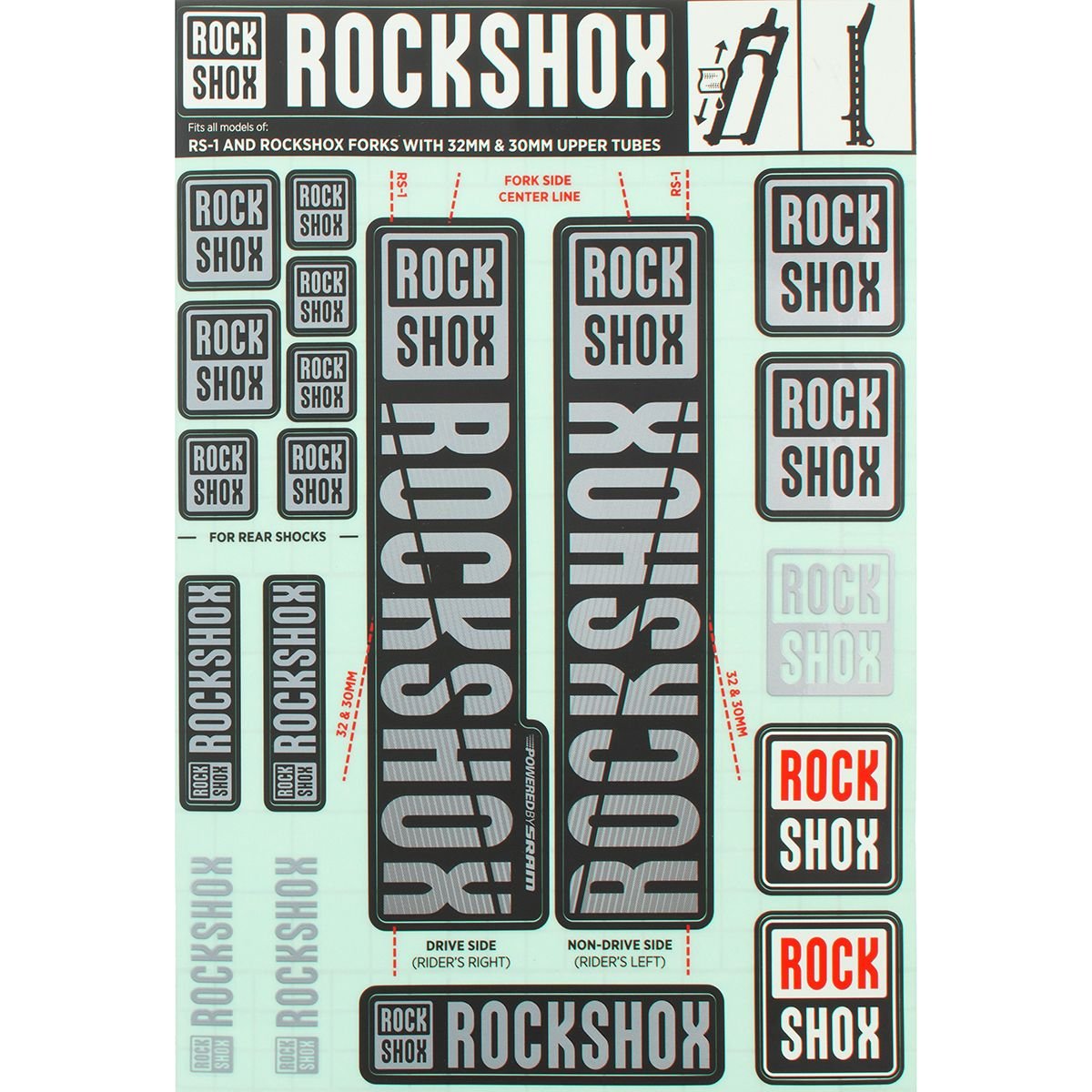 RockShox Decal Kit, 30/32mm, Gray Color Matching Kit
