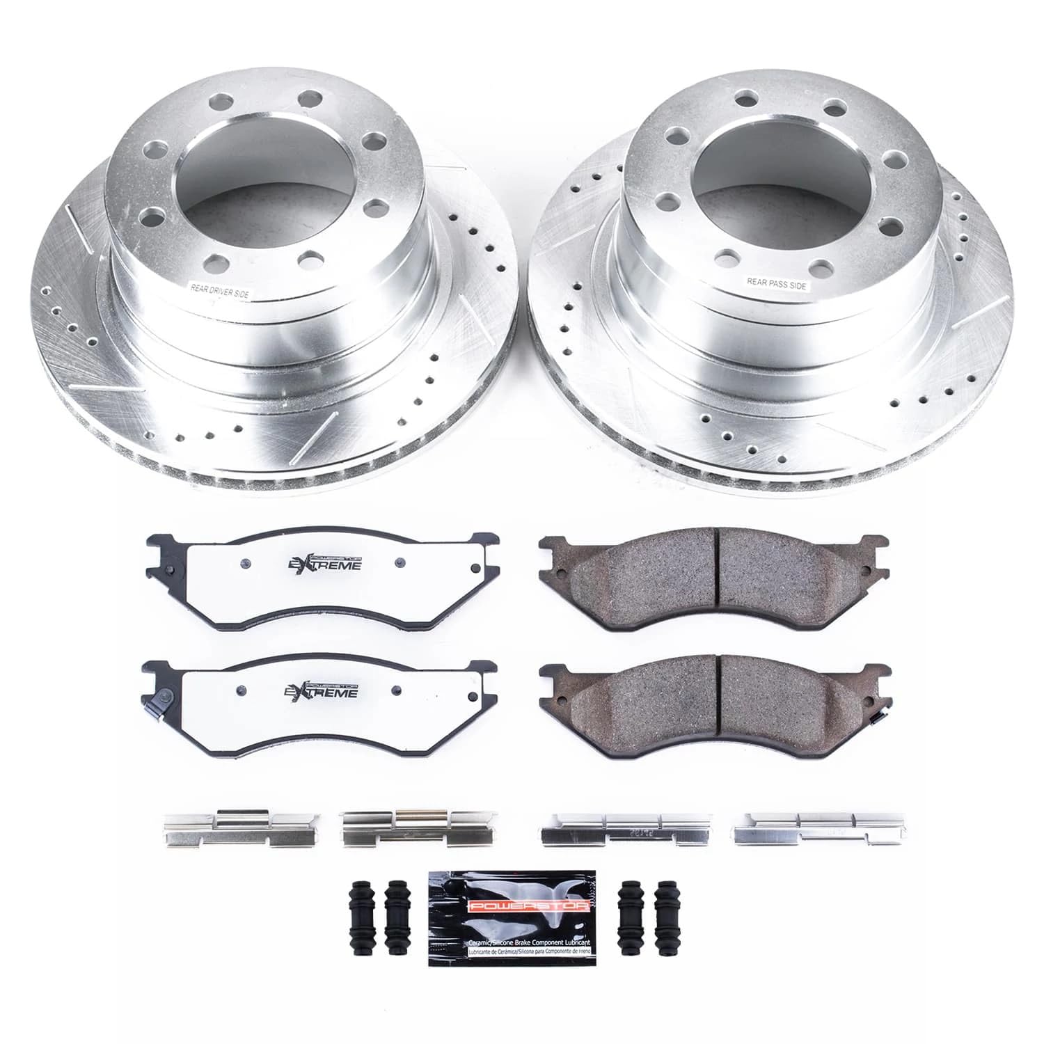 Power Stop Brake Kit For 2006-2008 Dodge Ram 1500, 2003-2008 Dodge Ram 2500 3500 Pickup - Rear Truck & Tow, Carbon Fiber Ceramic