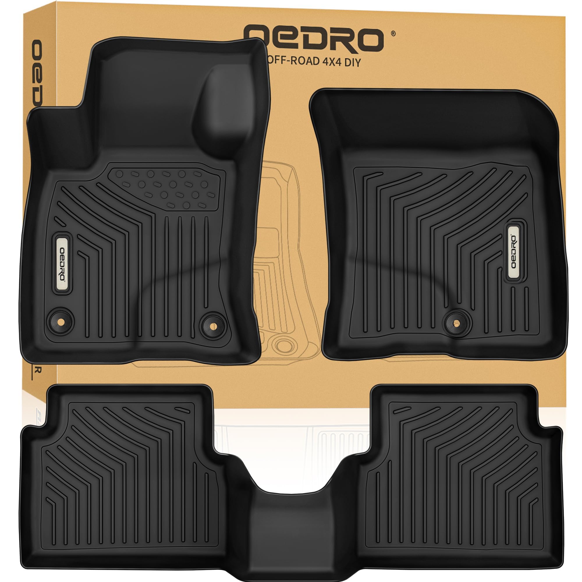 Oedro Floor Mats Compatible With 2022-2025 Ford Maverick (Not Fit Hybrid), Unique Black Tpe All-Weather Guard Floor Liner
