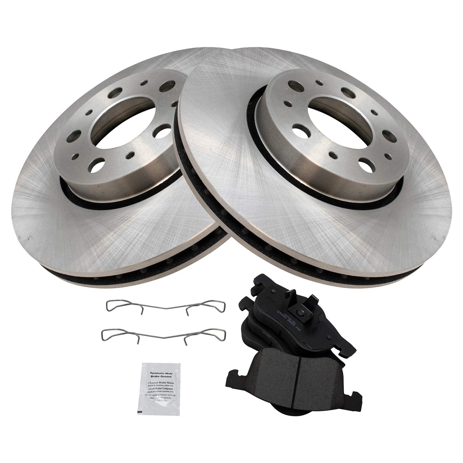 Trq Front Brake Pad & Rotor Kit Brake Pads Brake Rotor Ceramic Compatible With 2001-2009 Volvo S60 1999-2006 S80 2001-2007 V70 2