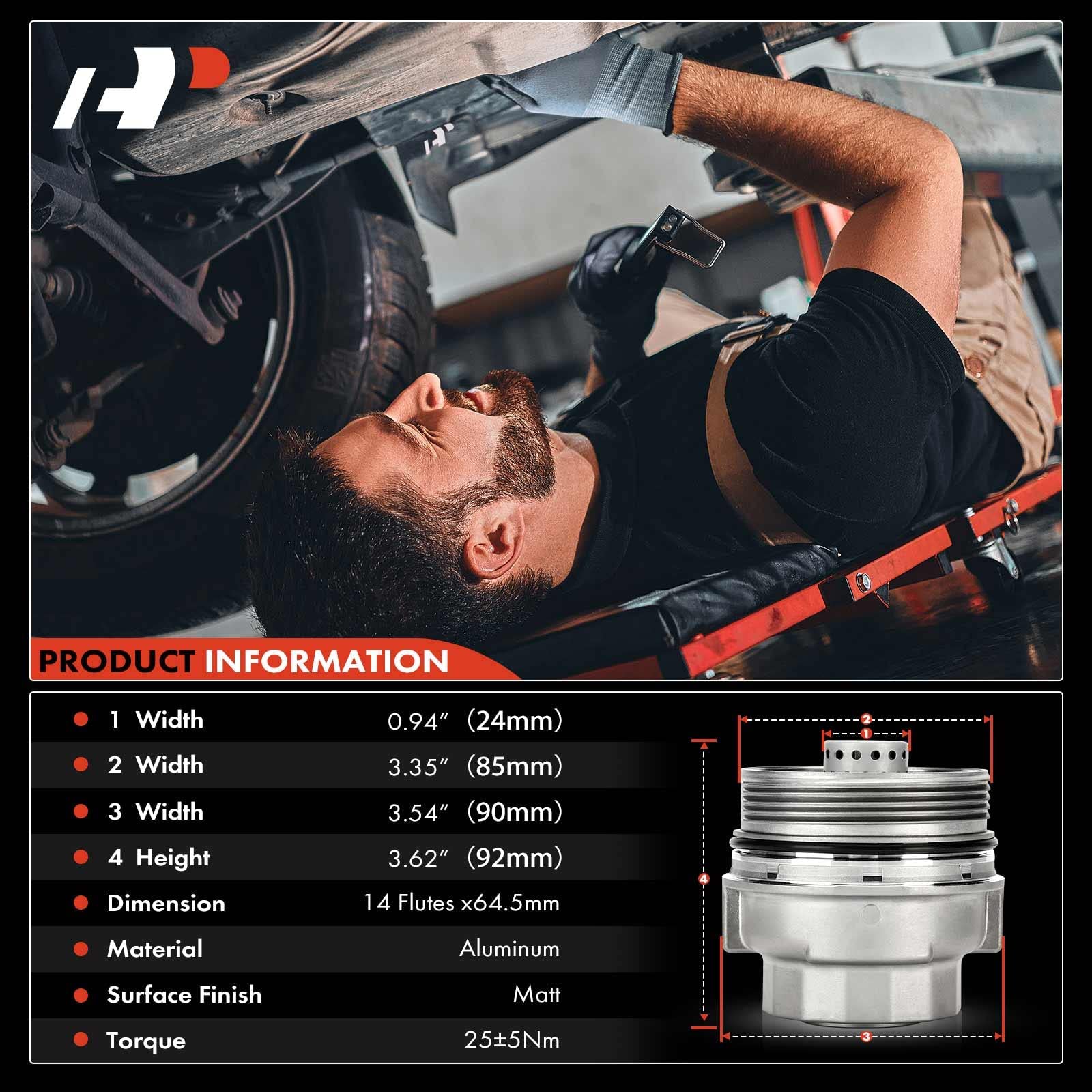 A-Premium - Oil Filter Housing Cap Assembly - Compatible with Toyota, Lexus - 2005-2021 - Avalon, Camry, Highlander, RAV4, Sienn