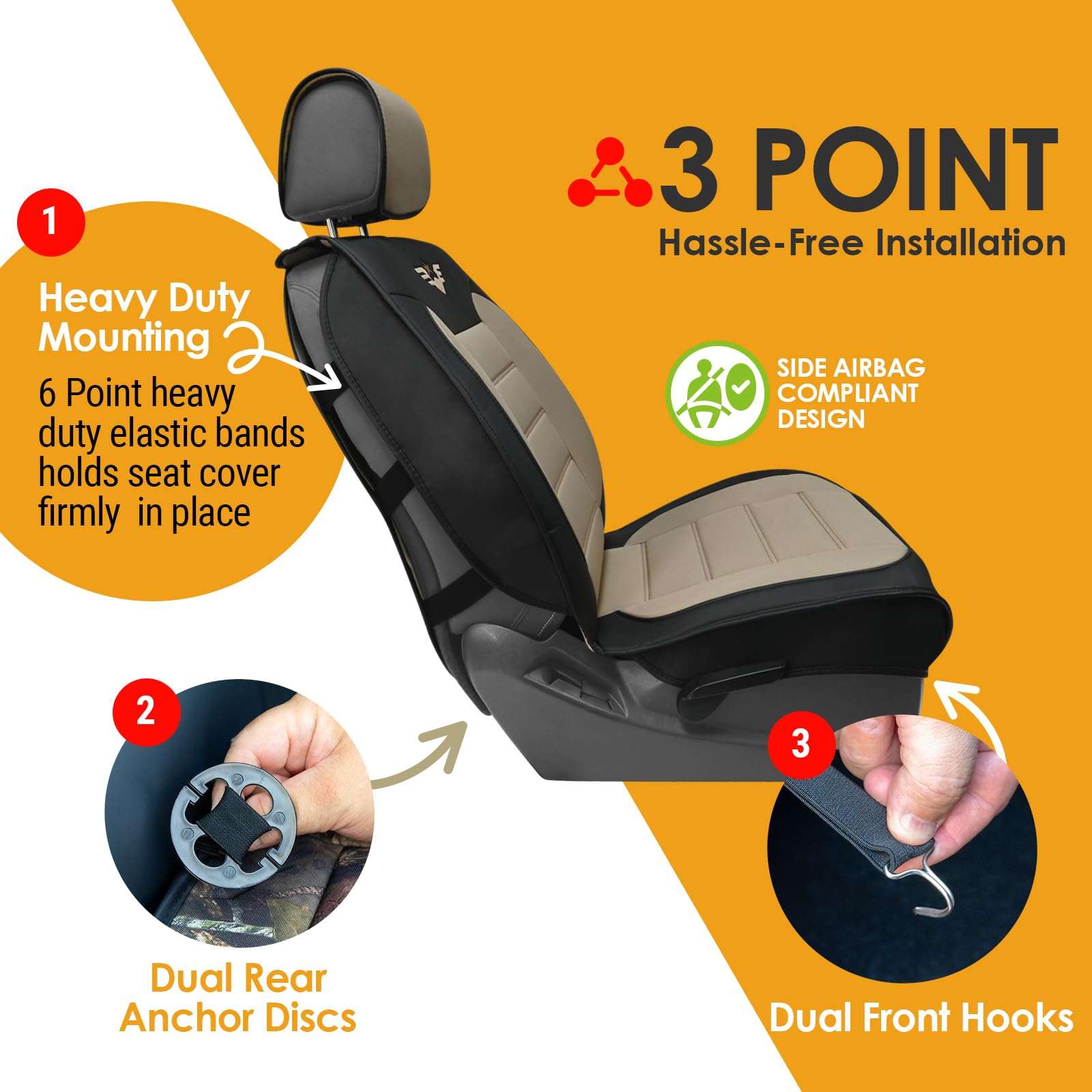 Lpi Truck Heavy Duty Premium Truck Seat Covers For Full-Size Truck Suv, Padded Seat Cover With Bottom Wrap-Around, Front Seat Pr