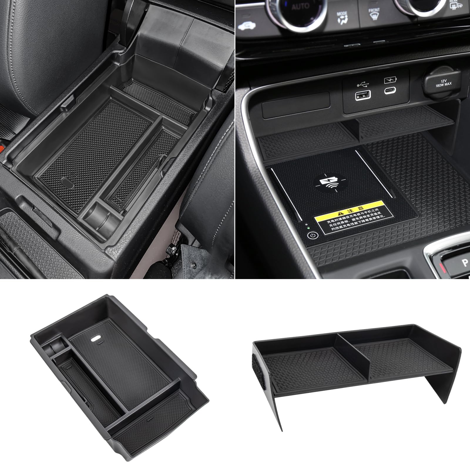 Neepiar 2Pcs Center Console Organizer Tray And Armrest Storage Box Compatible With 2025 2024 2023 Honda Cr-V Accessories Insert