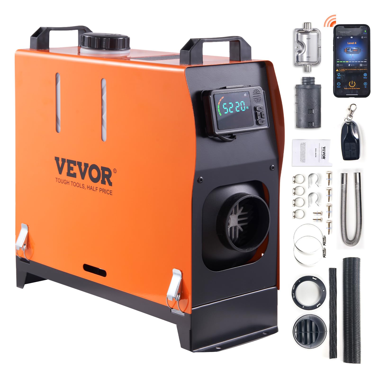 Vevor Diesel Air Heater, 12V 5Kw Integrated Diesel Heater With Remote And Lcd Display, 5L Tank Compact Diesel Heating Solution,
