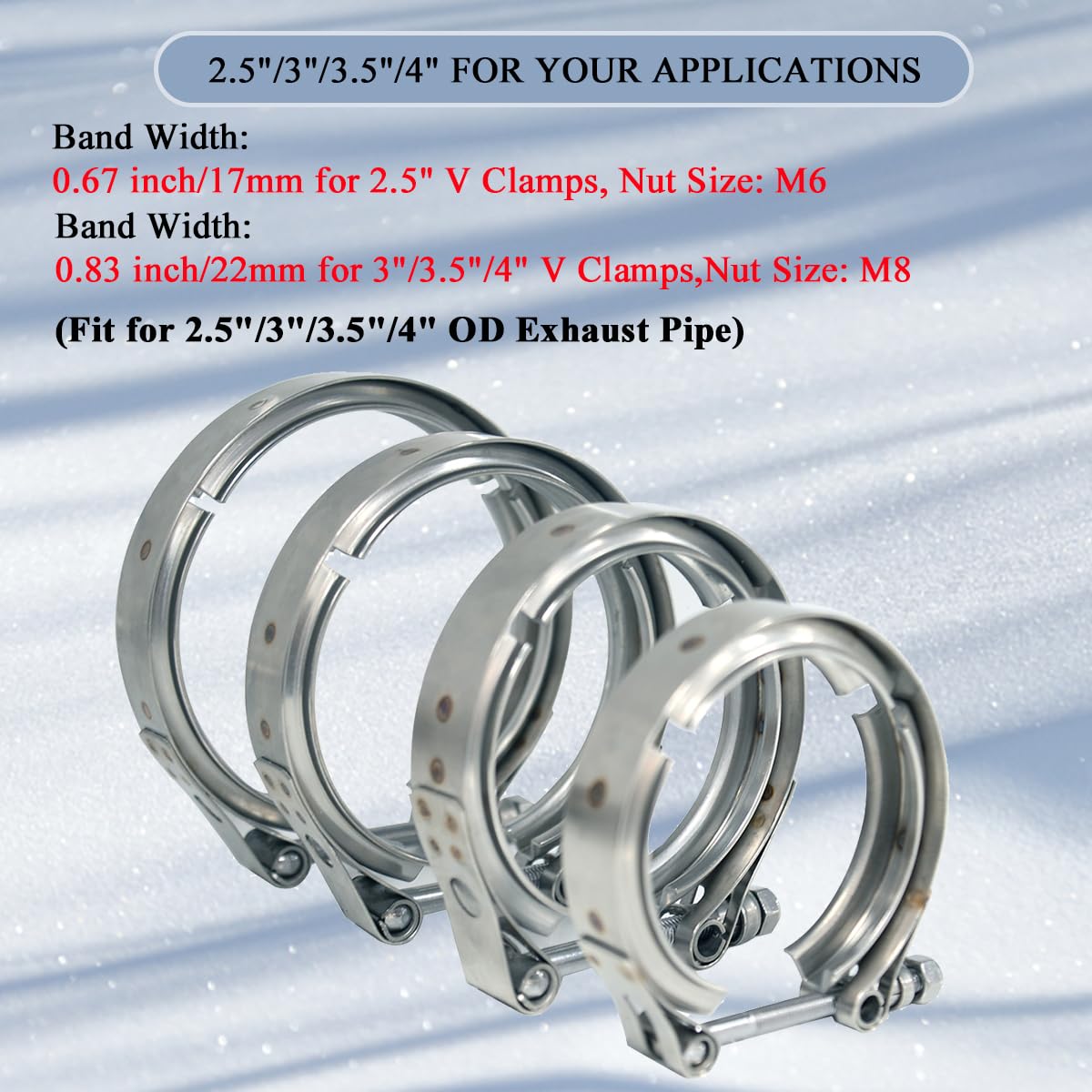 Elifecenter 3.5 Inch Exhaust V band Clamp 3-1/2'' Stainless Steel V-Clamp for 3.5'' OD Flange Kits