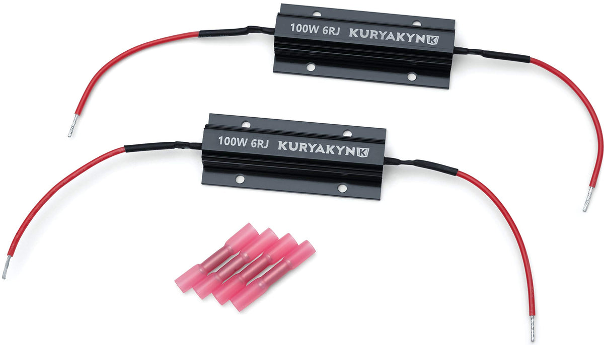 Kuryakyn 2992 Motorcycle Lighting Accessory: Aluminum Load Equalizers for Converting Incadescent Signals to LED, 100 Watt - 6 Ohm, 1 Pair , black