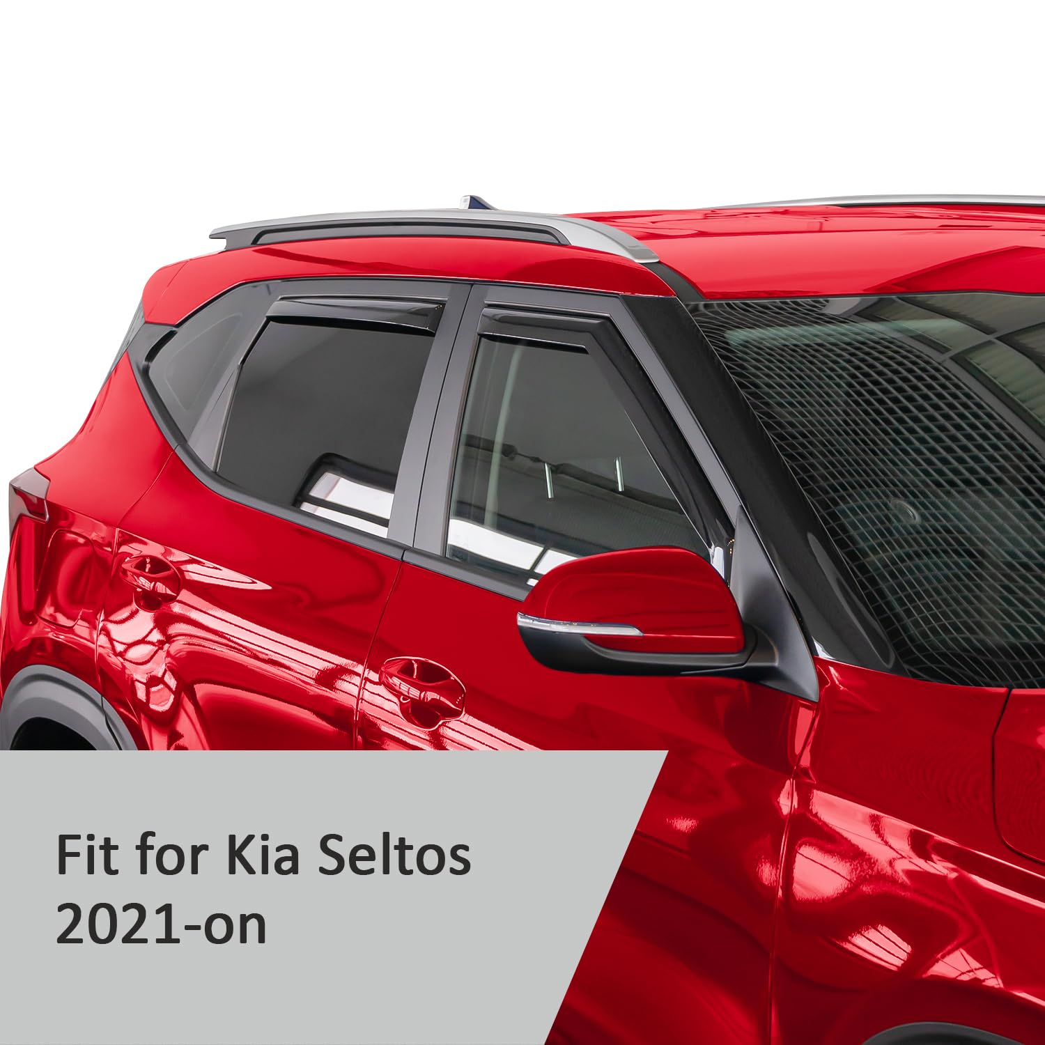 Voron Glass In-Channel Extra Durable Rain Guards For Kia Seltos 2021-2025, Window Deflectors, Vent Window Visors, 4 Pieces - 200