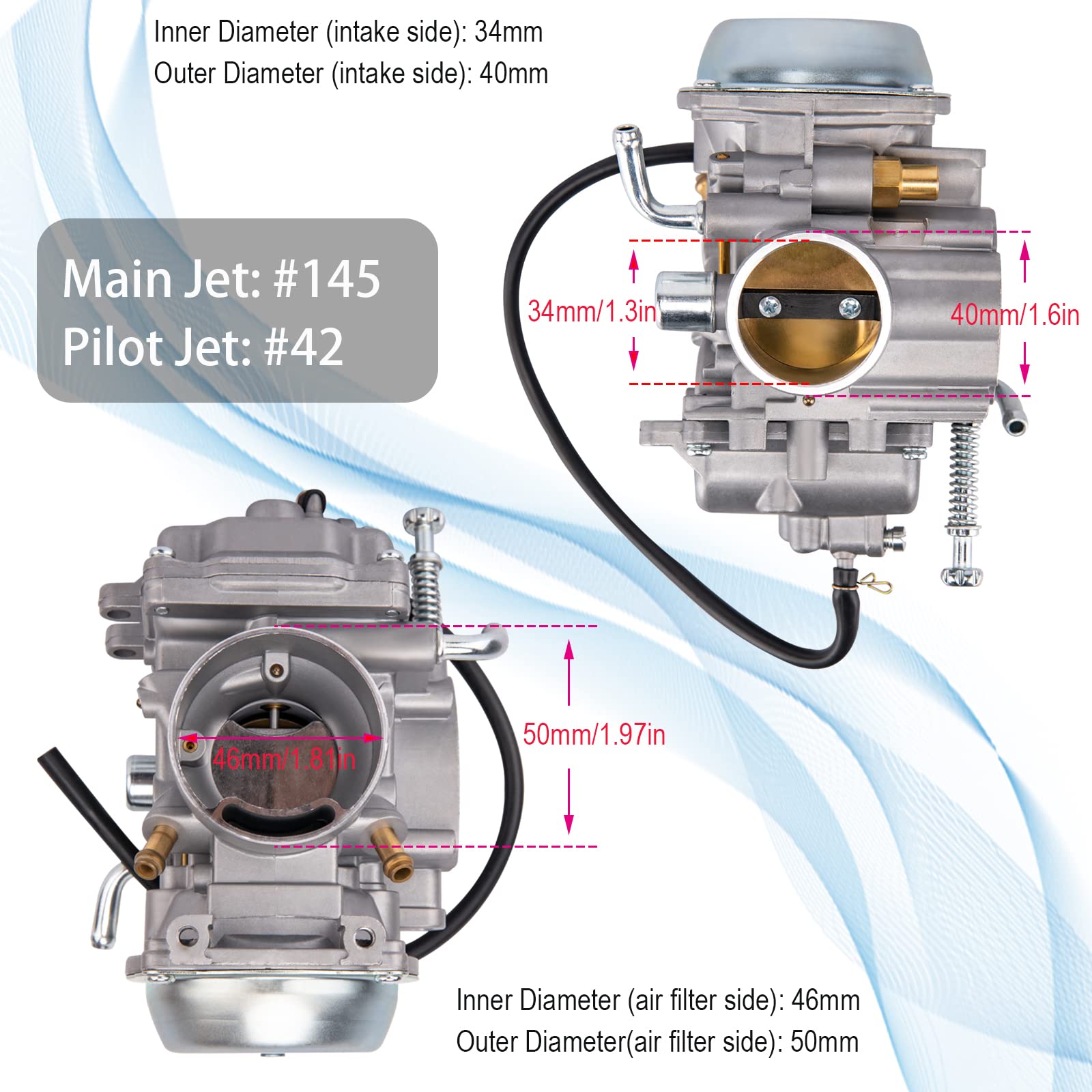 Carburetor For Polaris Magnum 425 (1998 1997 1996 1995) 2X4 4X4 6X6 &1999-2009 Ranger 500 & 2001-2008 Sportsman 500 Atv Quad Carb