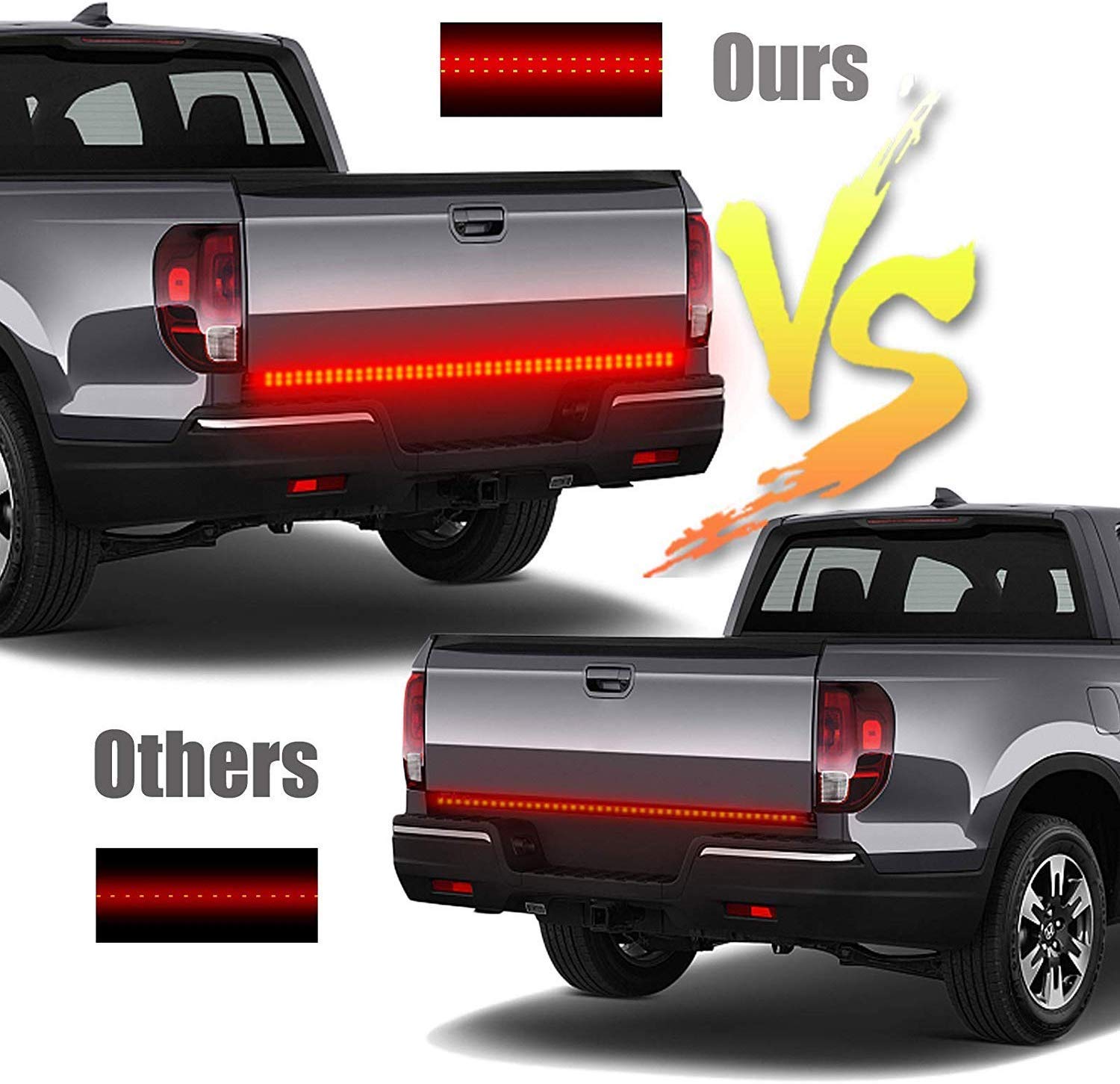 Opl5 Tailgate Light Bar 48 Inch, Quad Row 2 Color 504 Leds Truck Tail Light Strip Led Turn Signal Brake Running White Reverse Lights Universal Light For Trucks Pickup Trailer Suv (48" Quad 2Color)