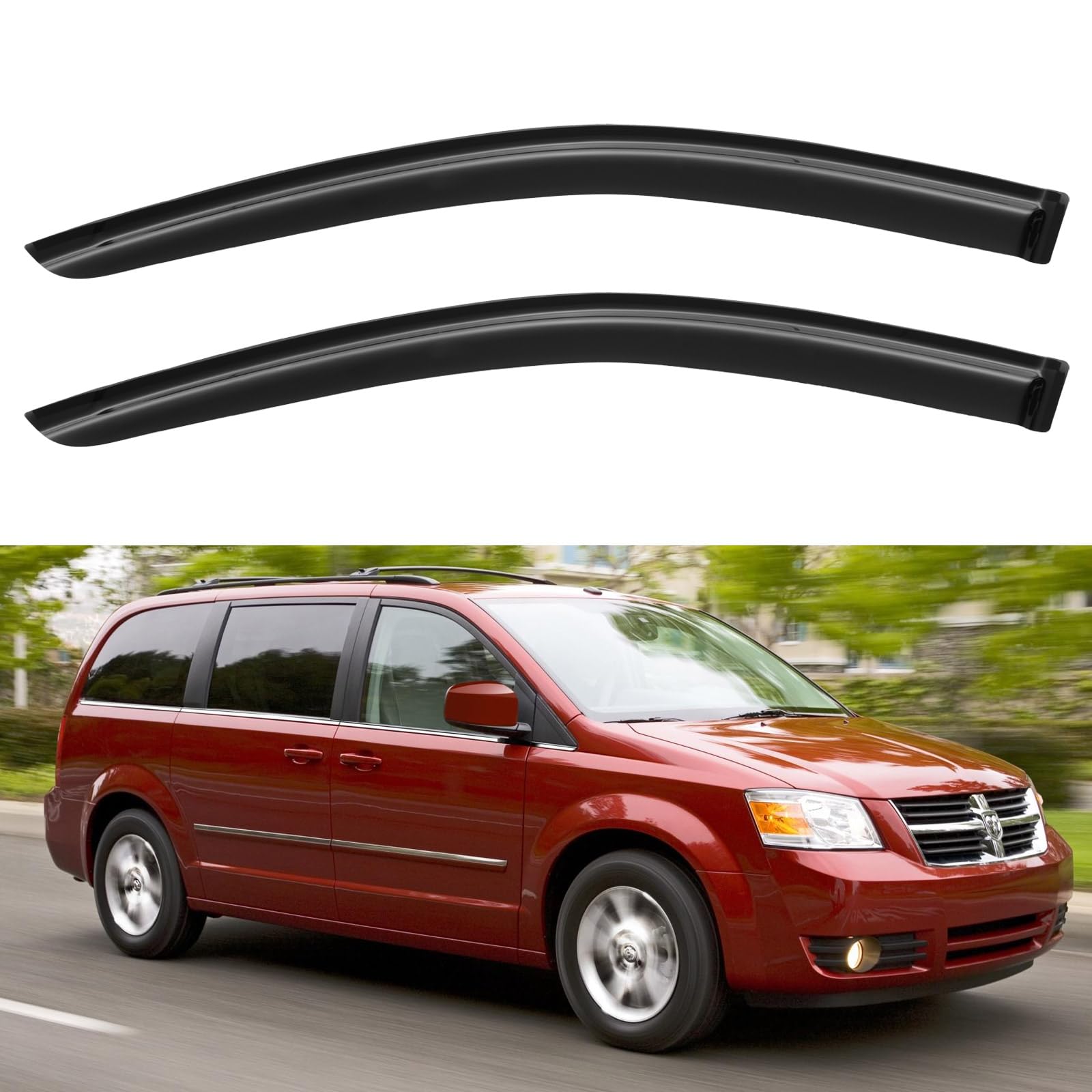 Window Visors Rain Guards Shield For 2008-2020 Dodge Grand Caravan, 2Pcs Out-Channel Window Vent Wind Deflectors Visors Shades F