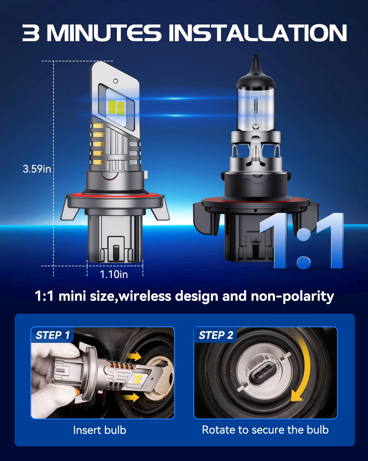 Laxmas H13 28000Lm Bulbs, 6500K Cool White H13/9008 Fog Lights With 15000Rpm Cooling Fan, Wireless, Ip67 Waterproof, Plug-N-Play
