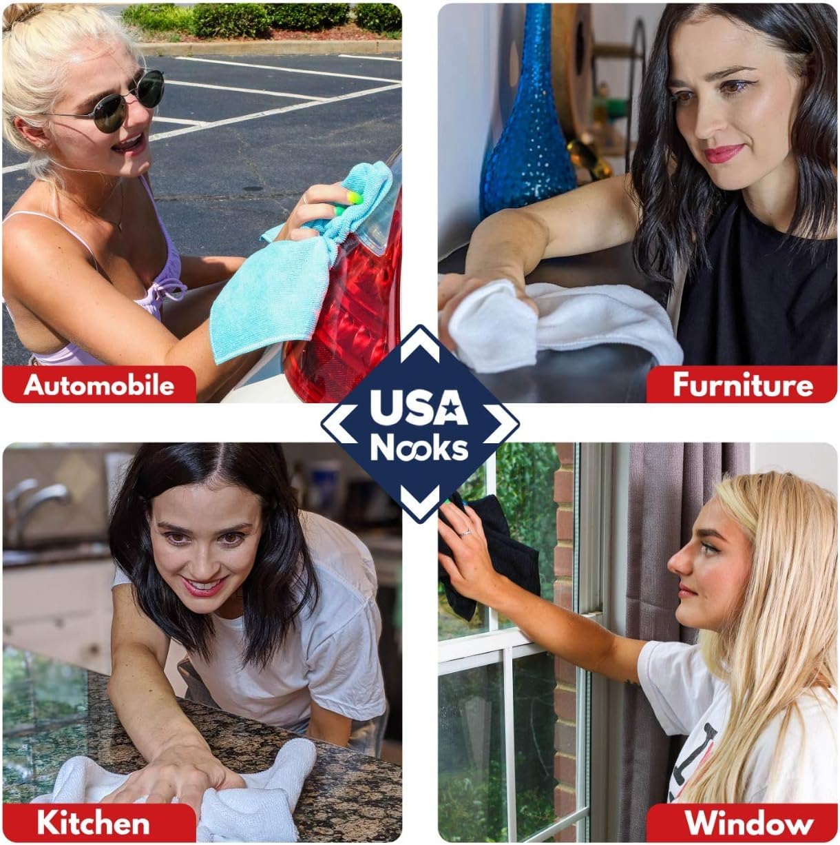 Usanooks Microfiber Cleaning Cloth Yellow - 12 Pcs 12.5''X12.5'' - High Performance - 1200 Washes, Ultra Absorbent Towels Weave