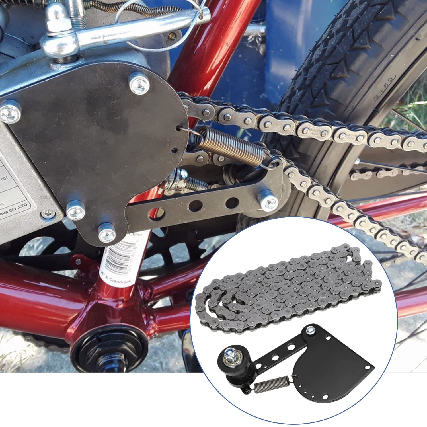 Yoxufa 415H Chain 110L Links With Motorized Bike Chian Tensioner Adjuster Assembly For 2 Stroke Motorized Bicycle 100Cc 80Cc 49Cc 50Cc 66Cc Zeda Bt80 Yd100 Gas Motor Powersports Heavy Duty Parts