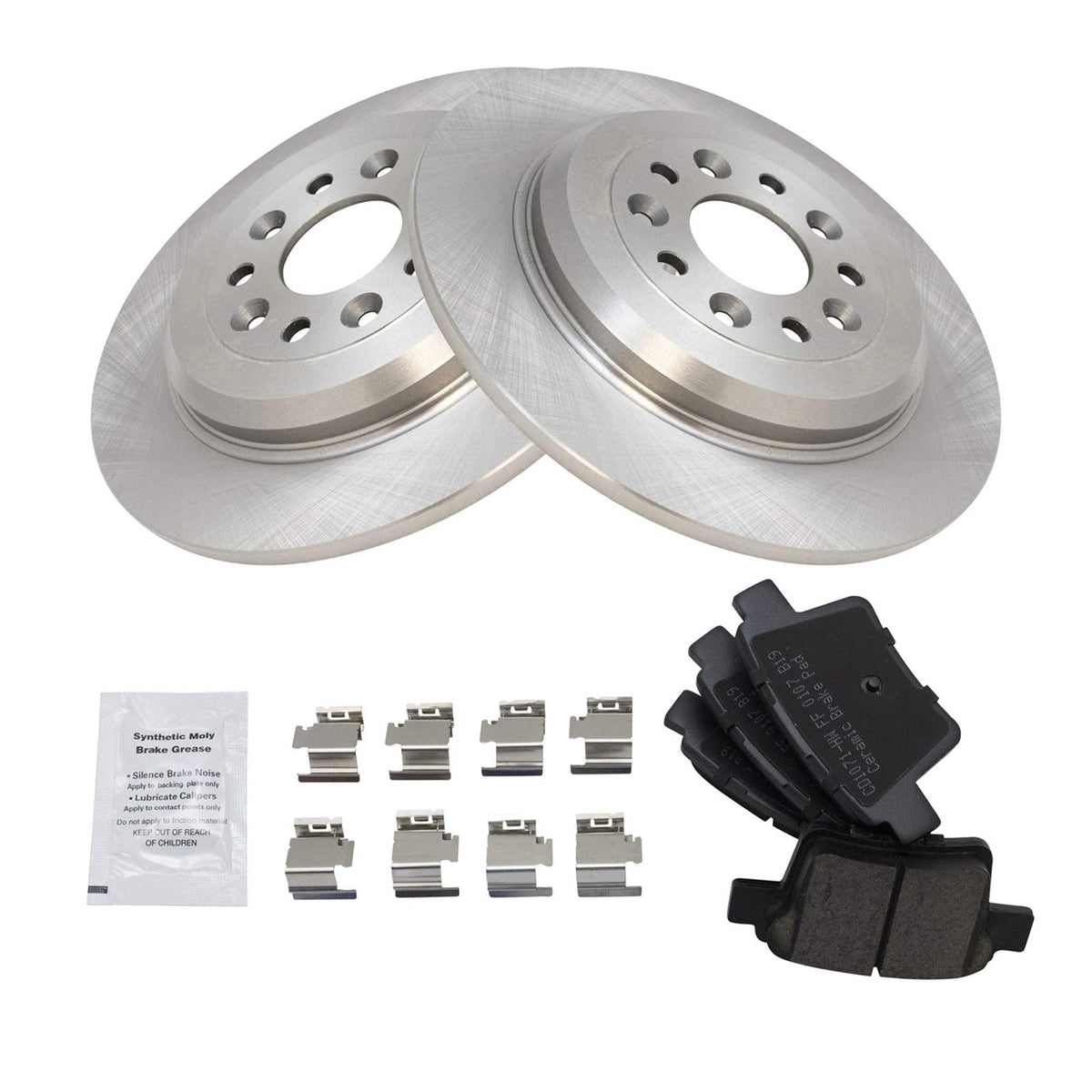 Trq Rear Brake Pad & Rotor Kit Brake Pads Brake Rotor Ceramic Compatible With 2005-2007 Ford Five Hundred Freestyle 2008-2009 Ta