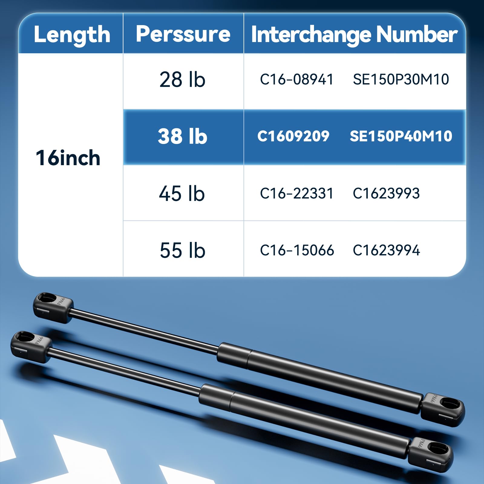 ARANA PROP C16-33309 16 inch 38lb Gas Props, C16-09209 Gas Struts 15.7 inch Gas Shock Lift-Support for Leer ARE Snugtop Camper T