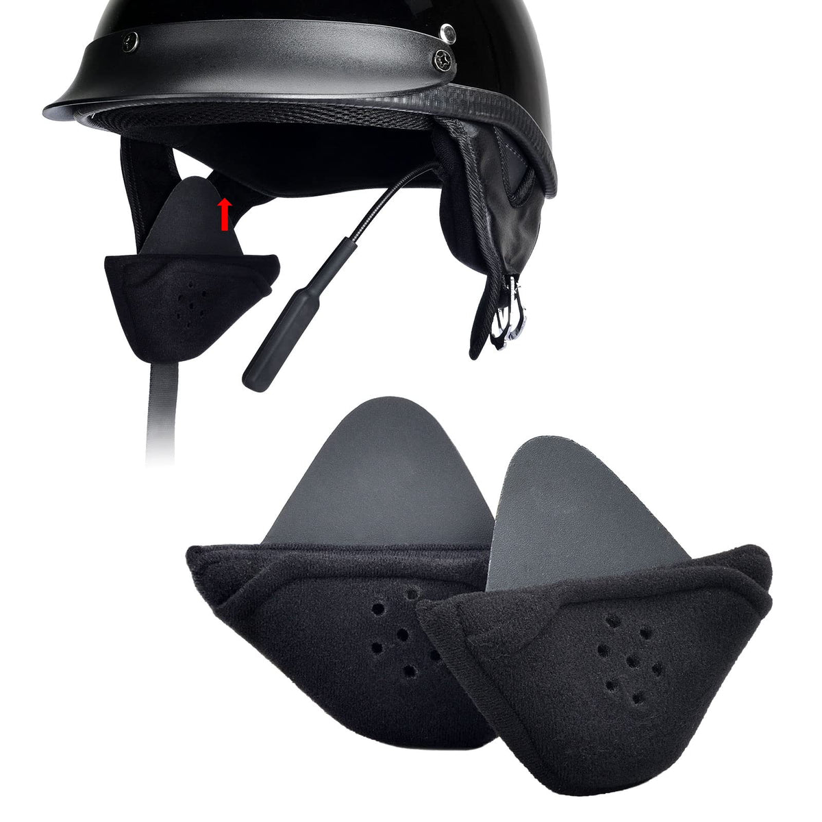Generturbo Half Helmet Ear Pads Speaker Pockets, 1/2 Motorcycle Helmet Ear Cover For Cardo Packtalk Edge Helmet Accessories - Great For Reduce Wind Noise & Protect Ears