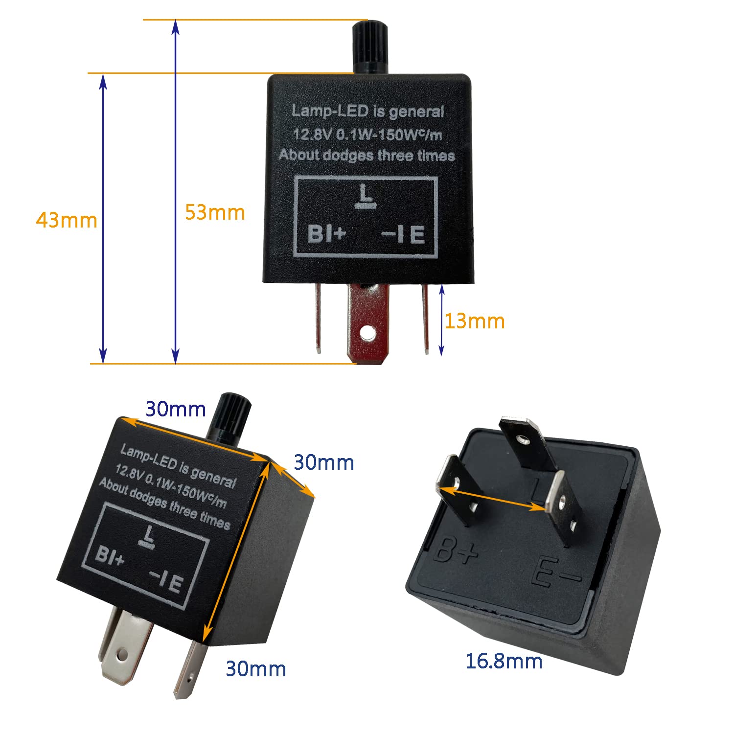 Blue Led 7 PIN Turn Signal Switch with 3 PIN Adjustable Flasher Relay 3 Way ON-Off-ON DPDT Rocker Switch + LED Flasher Blinker f