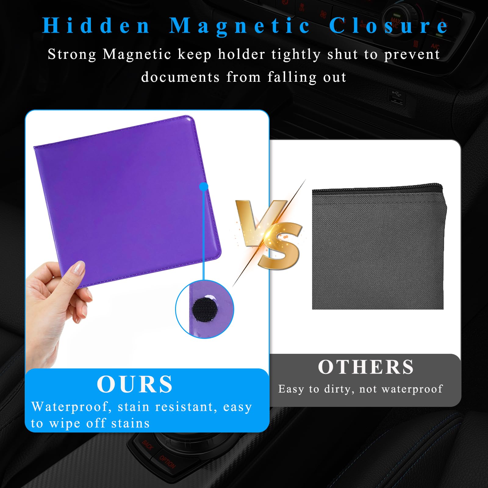 Kewucn 4 Pcs Car Registration Insurance Holder, Essential Auto Card Glove Box Organizer, Vehicle Interior Accessories Perfect Fo